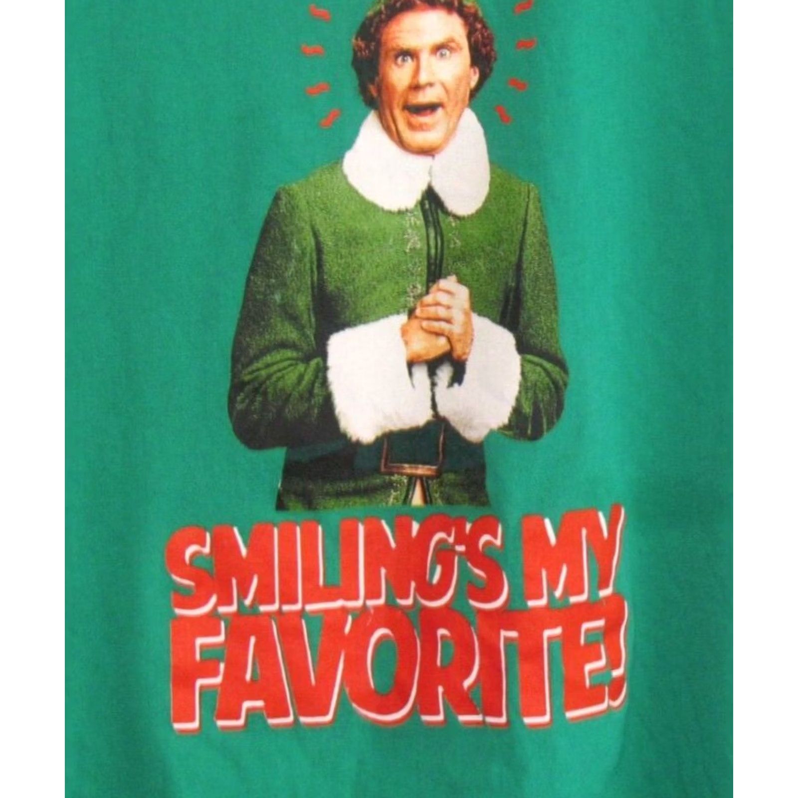 Vintage ELF Movie Smiling's My Favorite T-Shirt Green XL Short Sleeve Will Ferrell Mens Size US XL / EU 56 / 4 - 2 Thumbnail