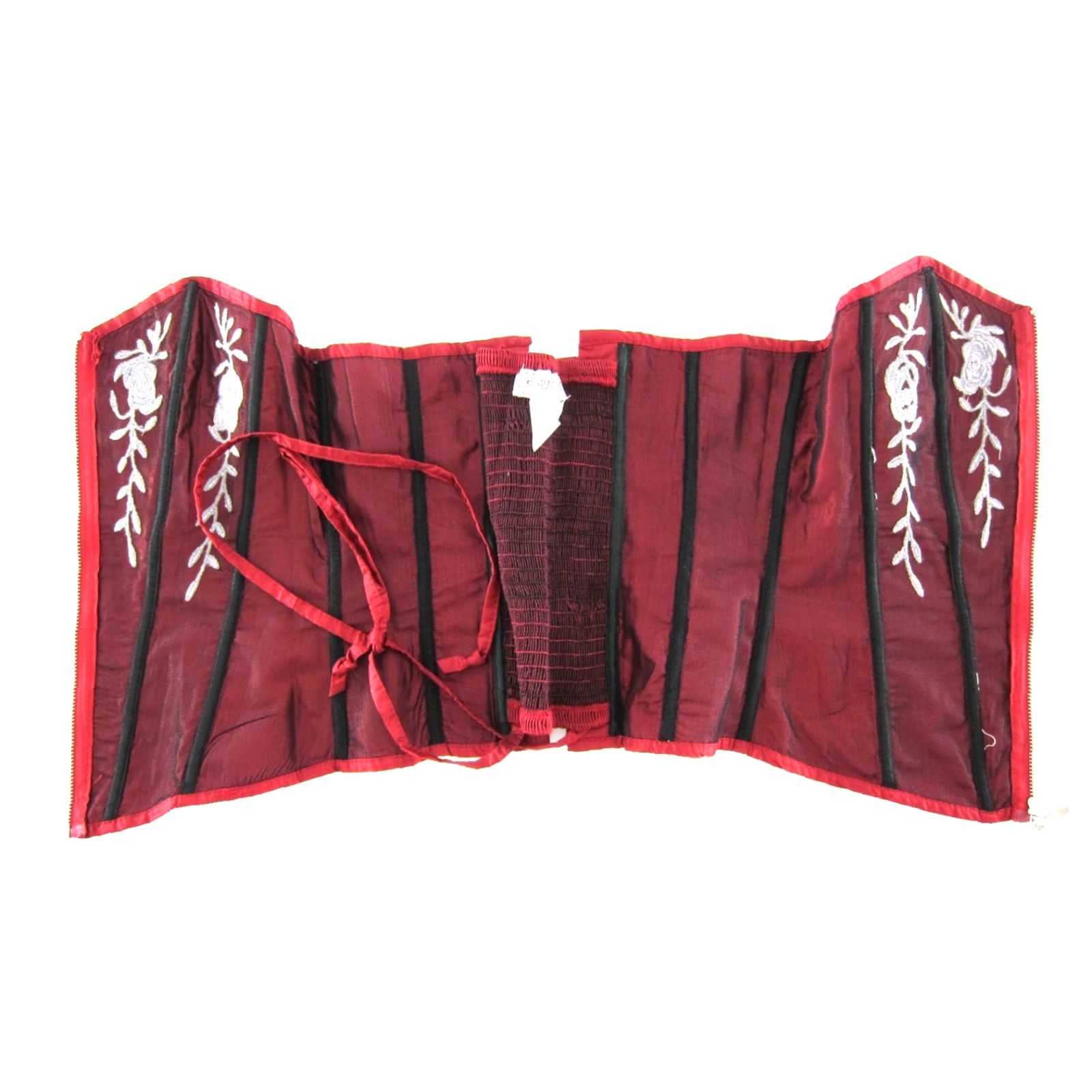 Carmina Vintage Carmin Los Angeles Red Silver Floral Satin Lace Up Zip Bustier Woman M Size M / US 6-8 / IT 42-44 - 4 Thumbnail