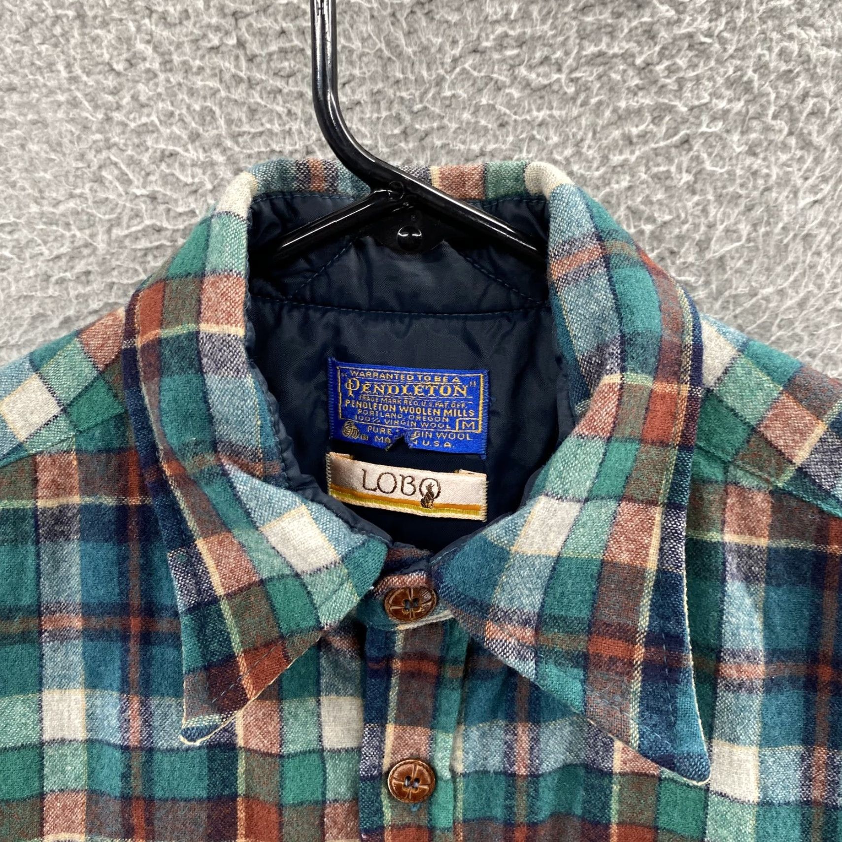 70s PENDLETON Elbow patch Wool shirt PENDLETON 70's wool shirt 70s