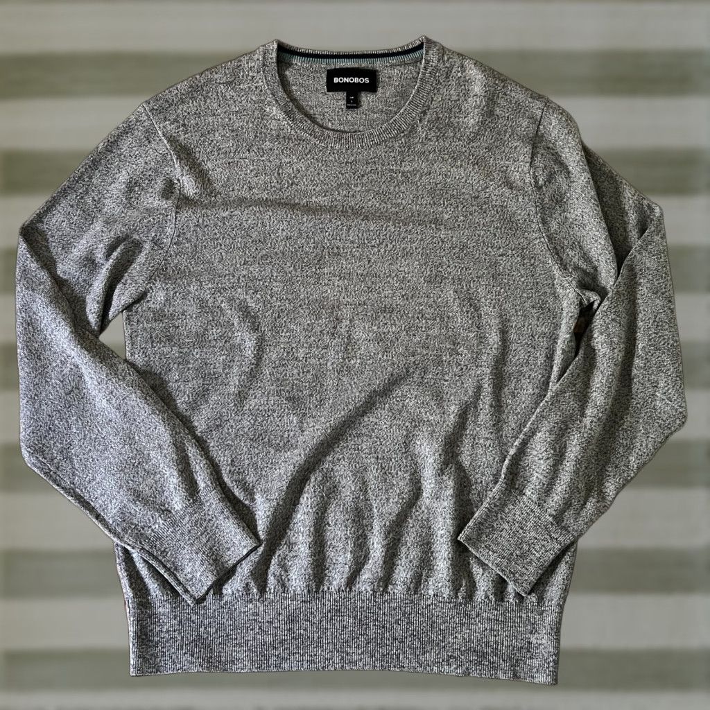 Bonobos Merino Wool Crew Neck Sweater Gray Men's Size Large Slim