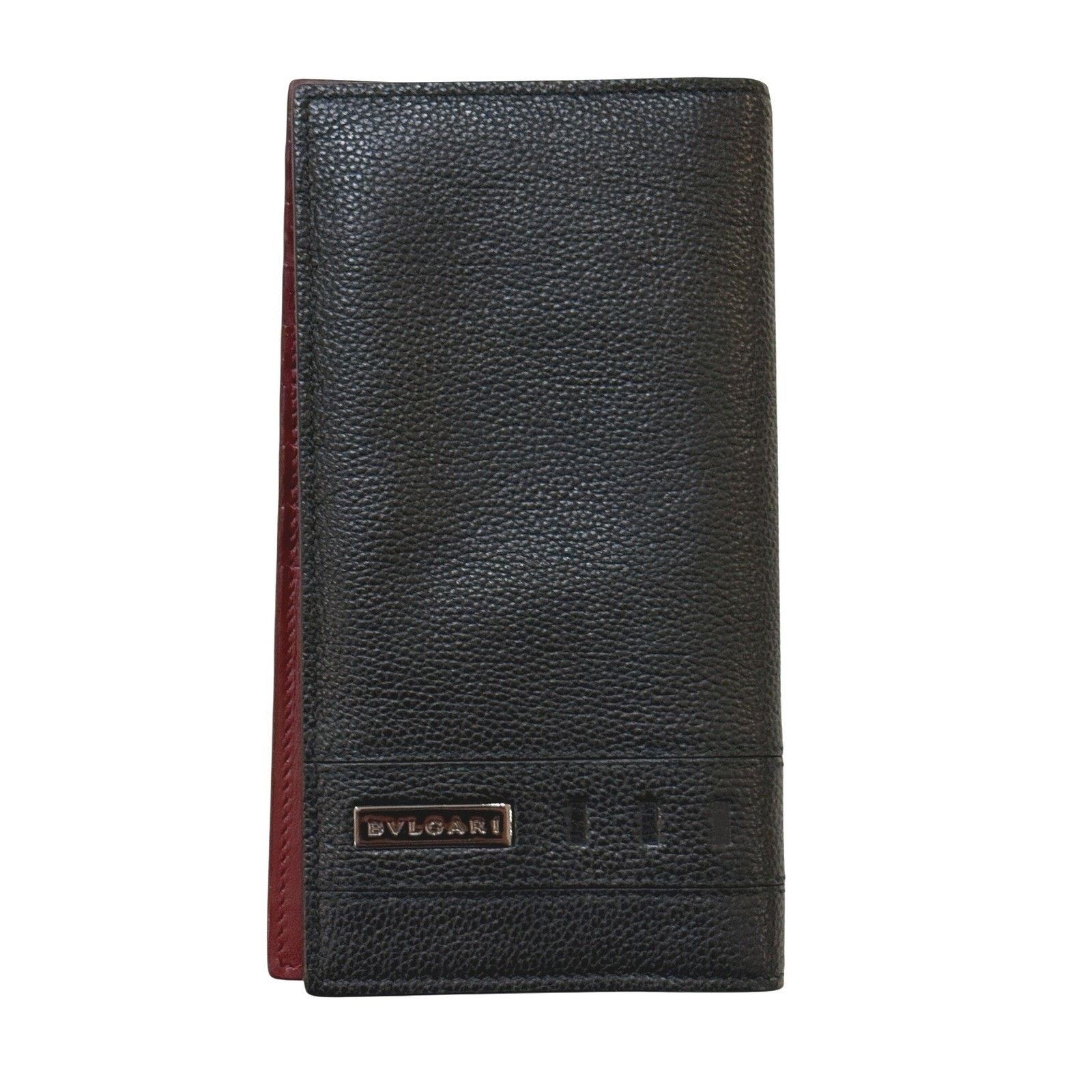 Bvlgari BVLGARI Wallet Womens Black Leather Burgundy Interior Italy Size ONE SIZE - 1 Thumbnail