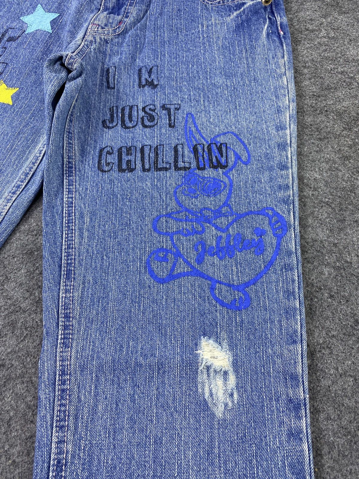 Japanese Brand Jeffley Distress Blue Jeans- J1108 Size 29" - 7 Thumbnail
