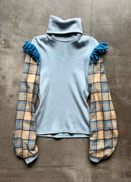 20471120 FRUiTS Magazine–Style Knitted Patchwork Curved-Sleeve Top Size M / US 6-8 / IT 42-44 - 3 Thumbnail