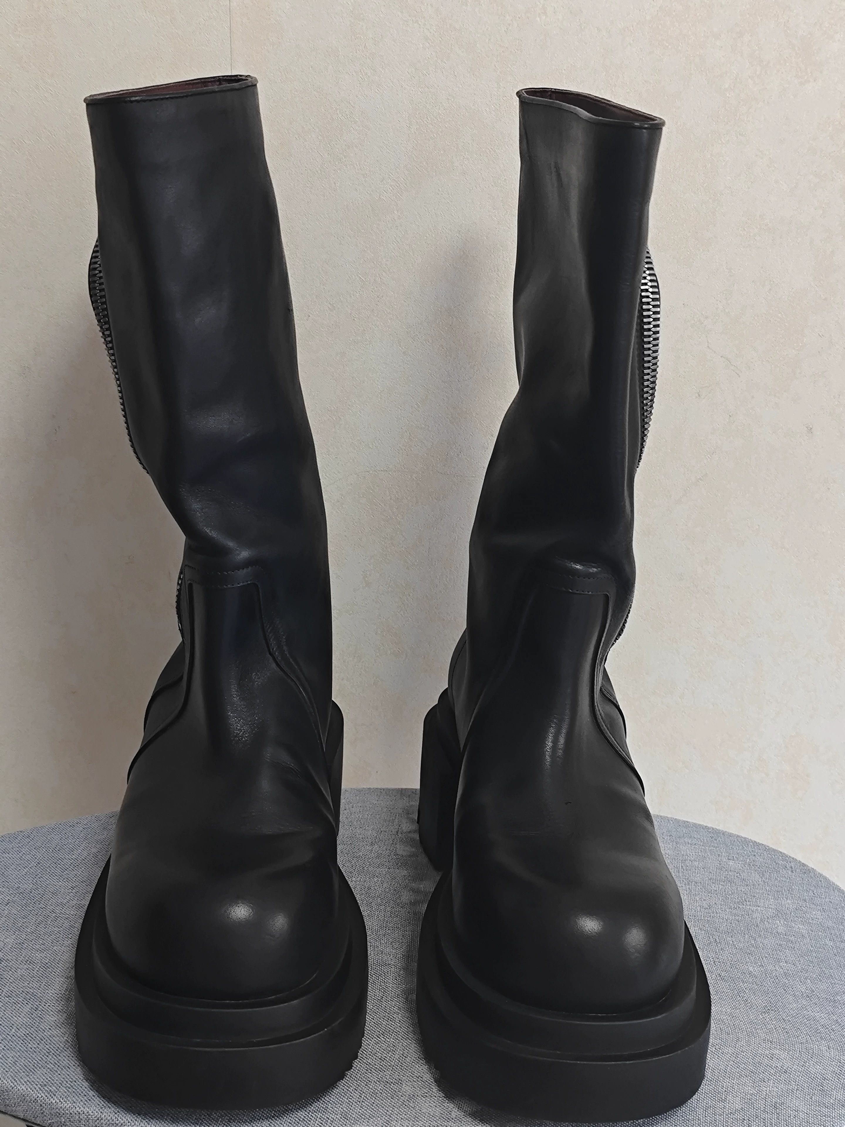 Rick Owens Rick Owens flared bogun knee high boots | Grailed