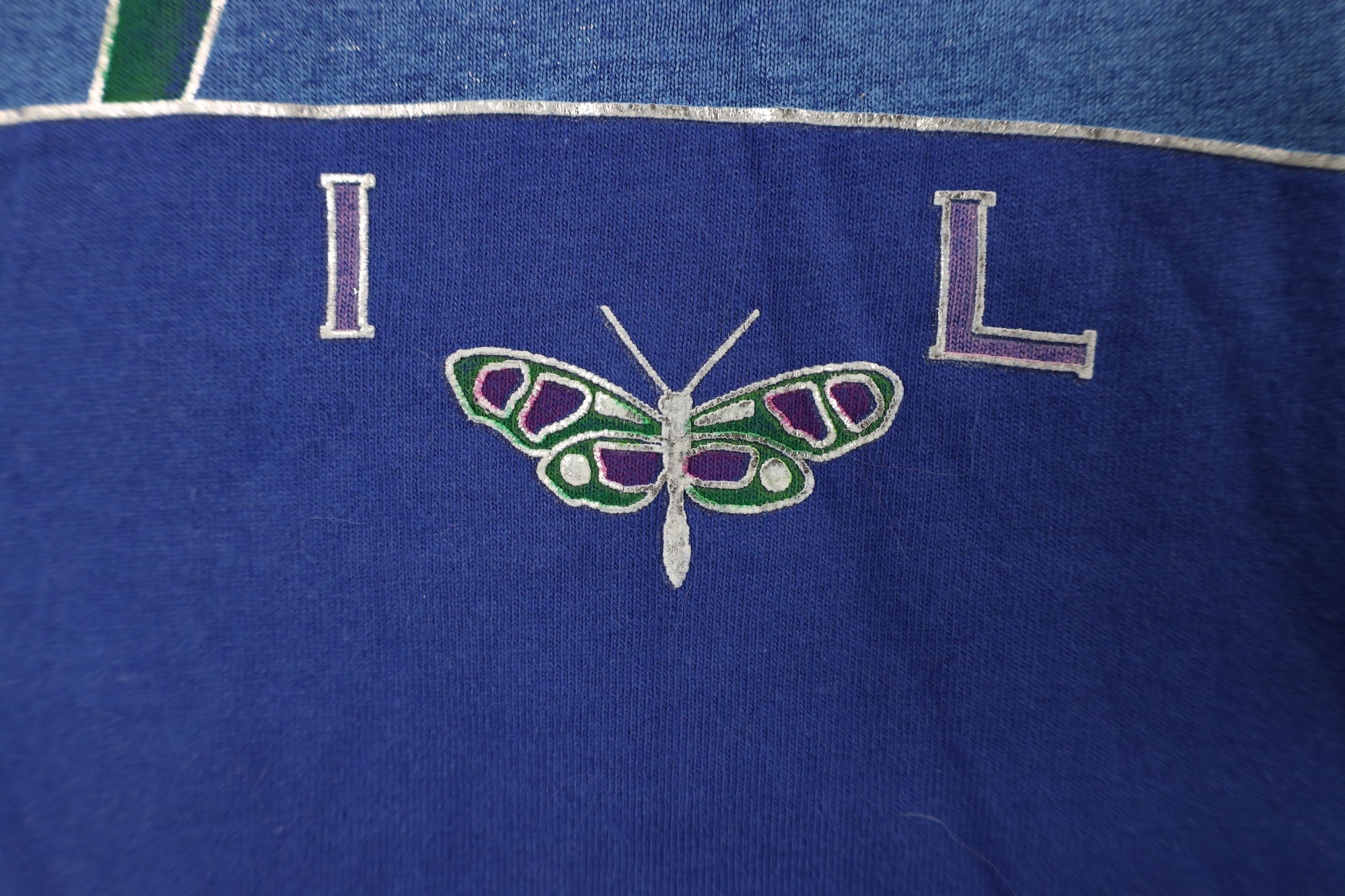 Vintage Vintage 90s Streetwear Flower Butterfly T-Shirt Blue USA Size 3XL / US 20-22 - 5 Thumbnail