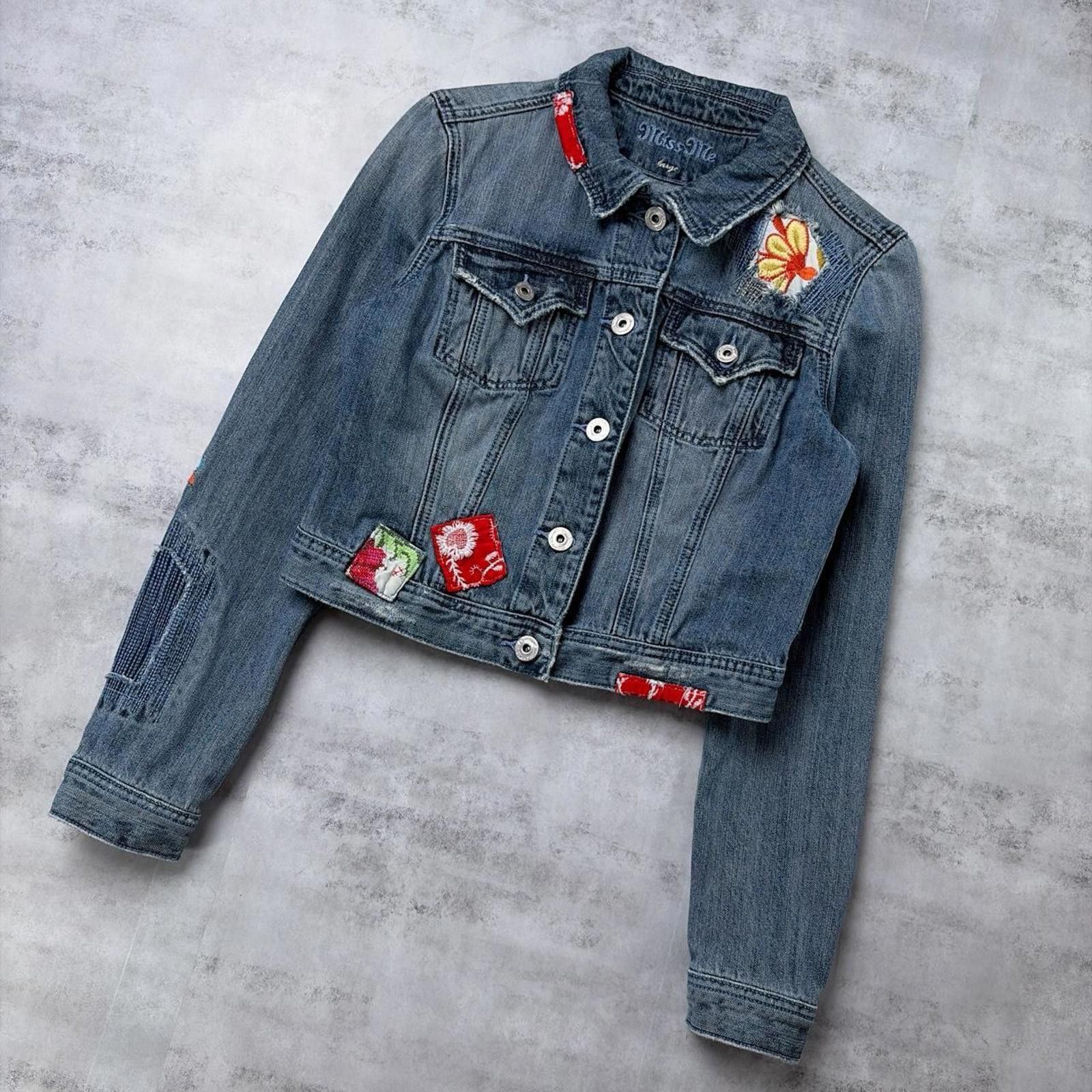 Other Y2K Miss Me Patchwork Grunge Denim Trucker Jacket Size M / US 6-8 / IT 42-44 - 2 Thumbnail
