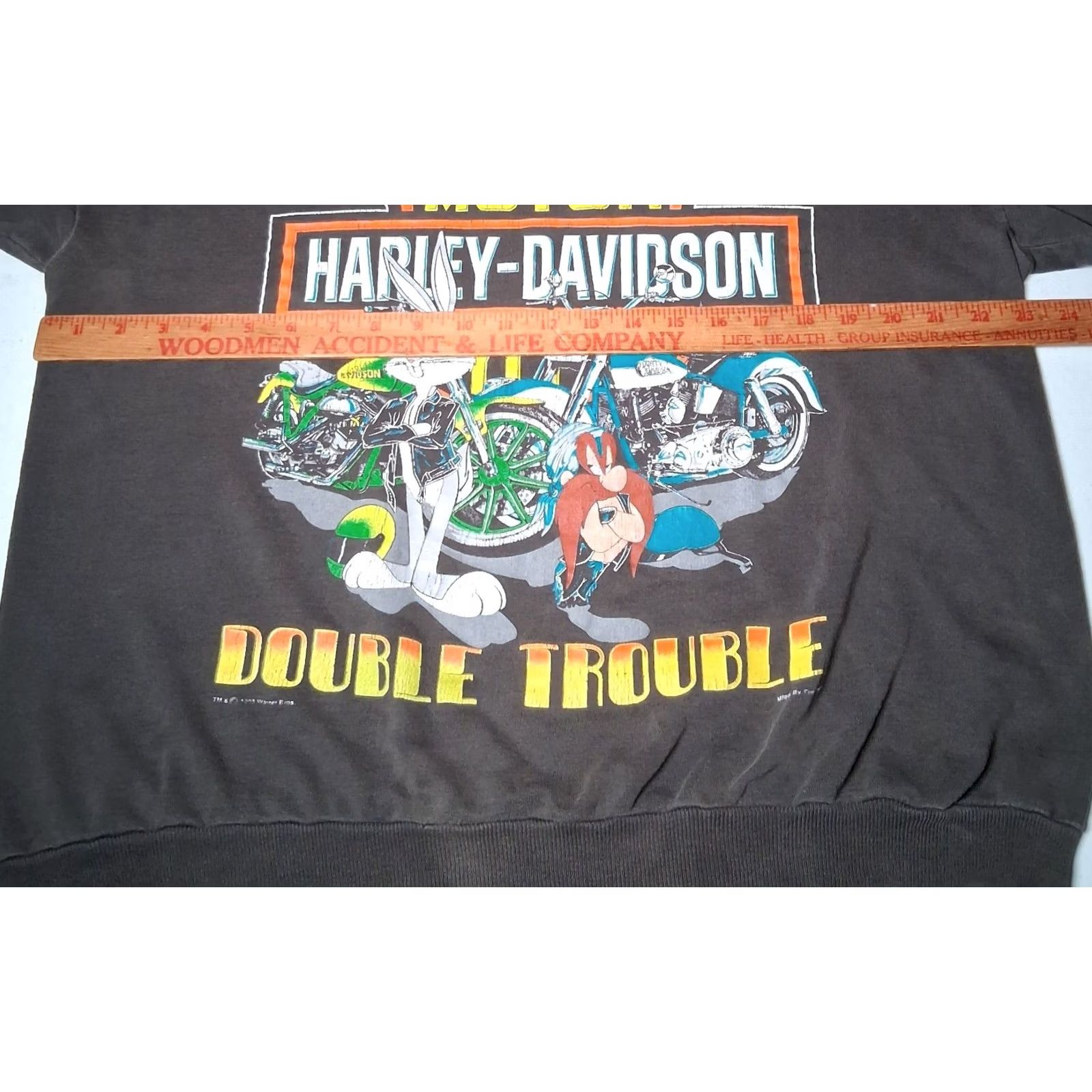 Harley Davidson Harley-Davidson Sweatshirt Large Black Distressed Bugs Bunny Yosemite Sam Vintage Crewneck Pullover Men Winter Fall Spring Graphic Size US L / EU 52-54 / 3 - 4 Thumbnail