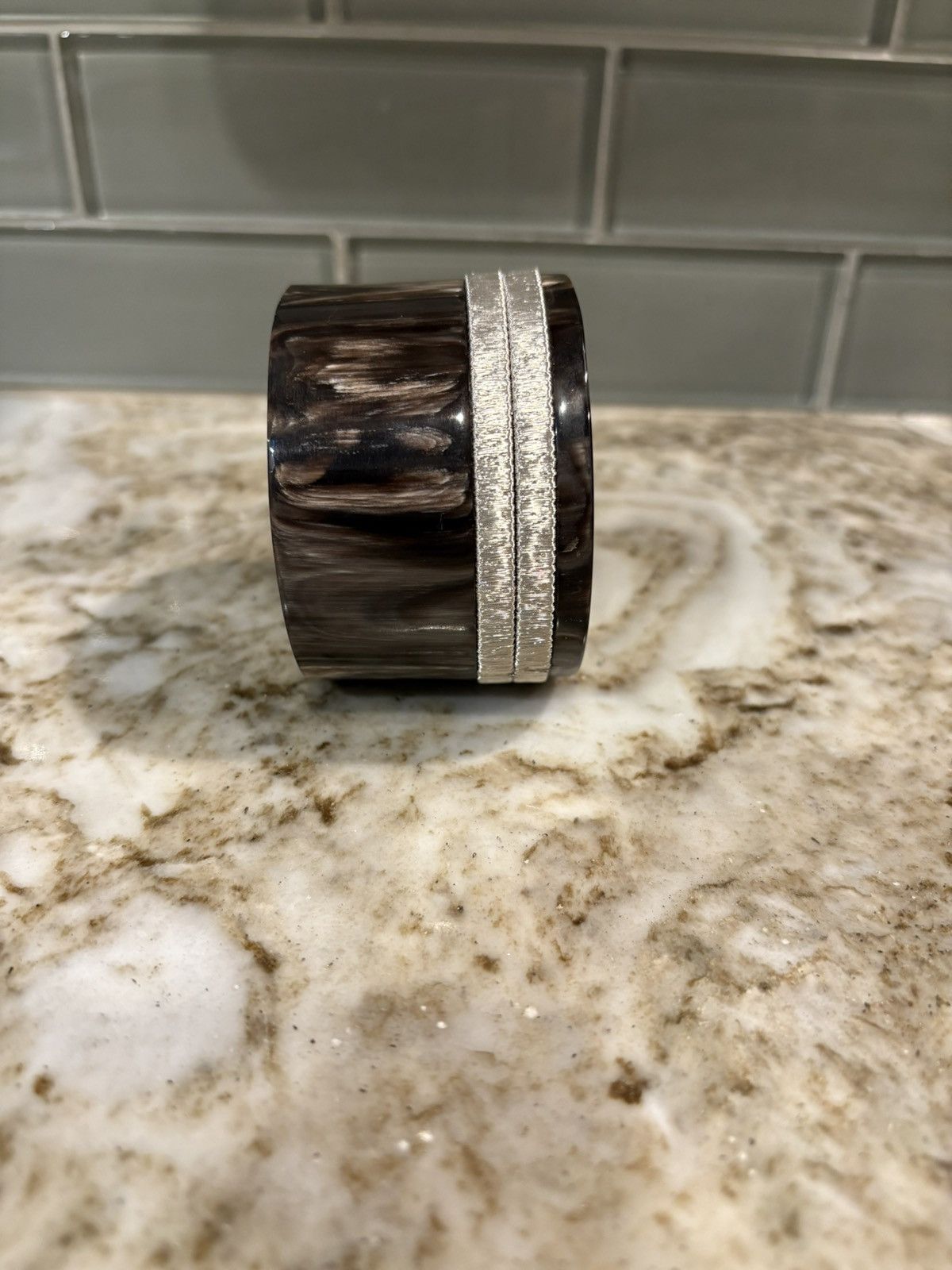Other White Horn Bangle Bracelet with Silver Plated Yarn NWT Size ONE SIZE - 3 Thumbnail