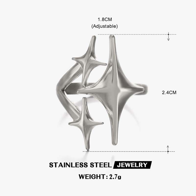 Japanese Brand Retro gothic punk adjustable triple star ring Size ONE SIZE - 2 Thumbnail