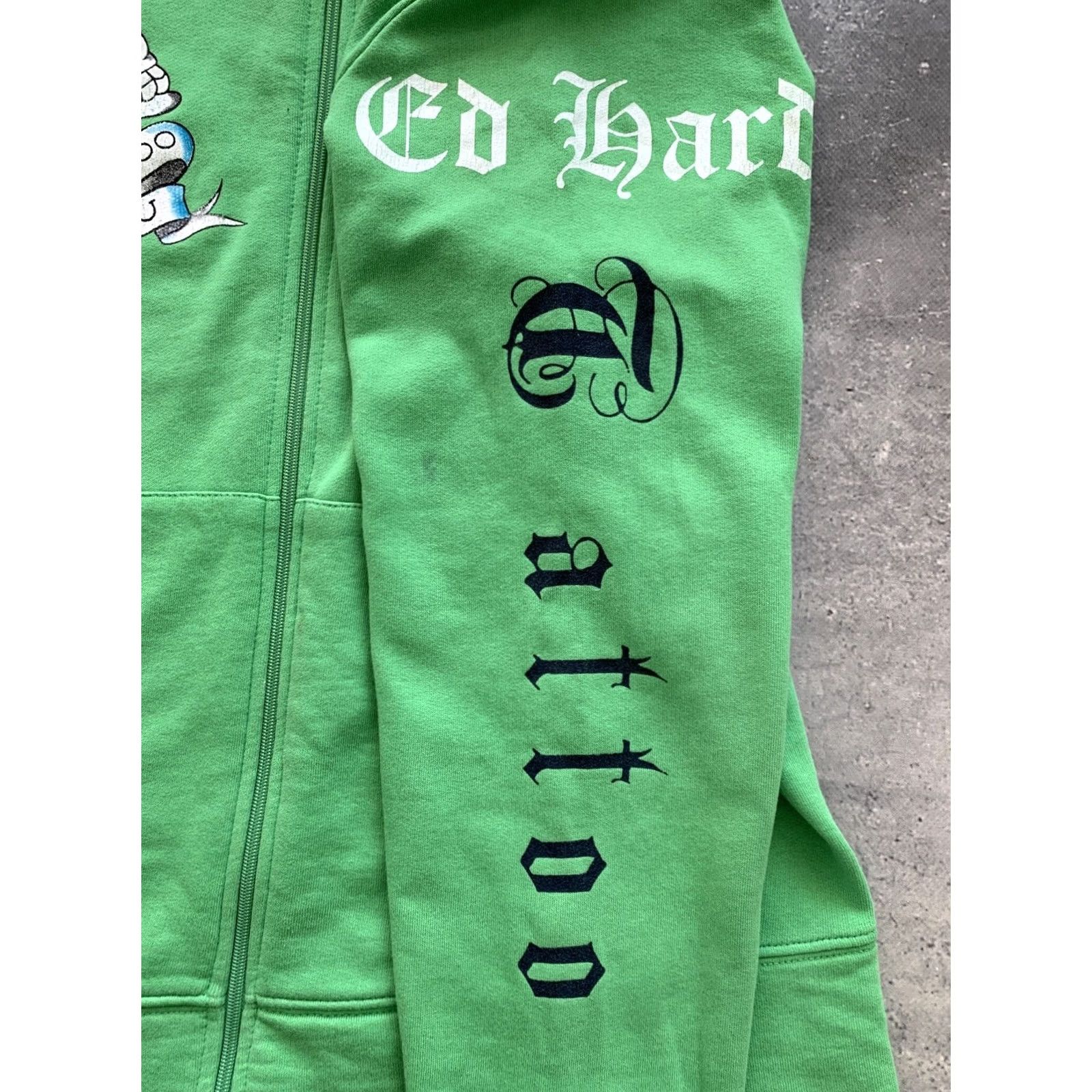 Ed Hardy ED HARDY Hoodie by Christian Audigier ZIP Green Men XL Crew Neck Full Zip Skull Tattoo Style Shirt Mens Size US XL / EU 56 / 4 - 7 Thumbnail