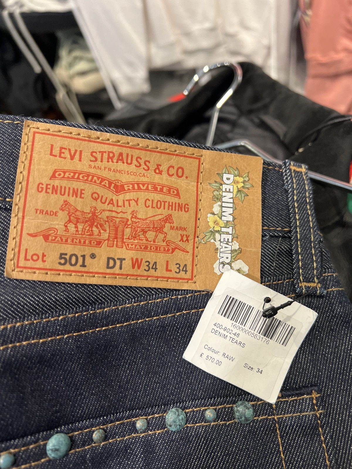 DENIM TEARS Denim Tears Rhinestone Selvedge Jeans 34x34 Size US 34 / EU 50 - 3 Thumbnail