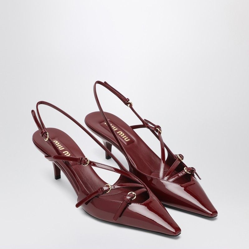 Miu Miu Slingback Deep Purple In Patent Leather With Buckles Shoes, Women's (Size 6)