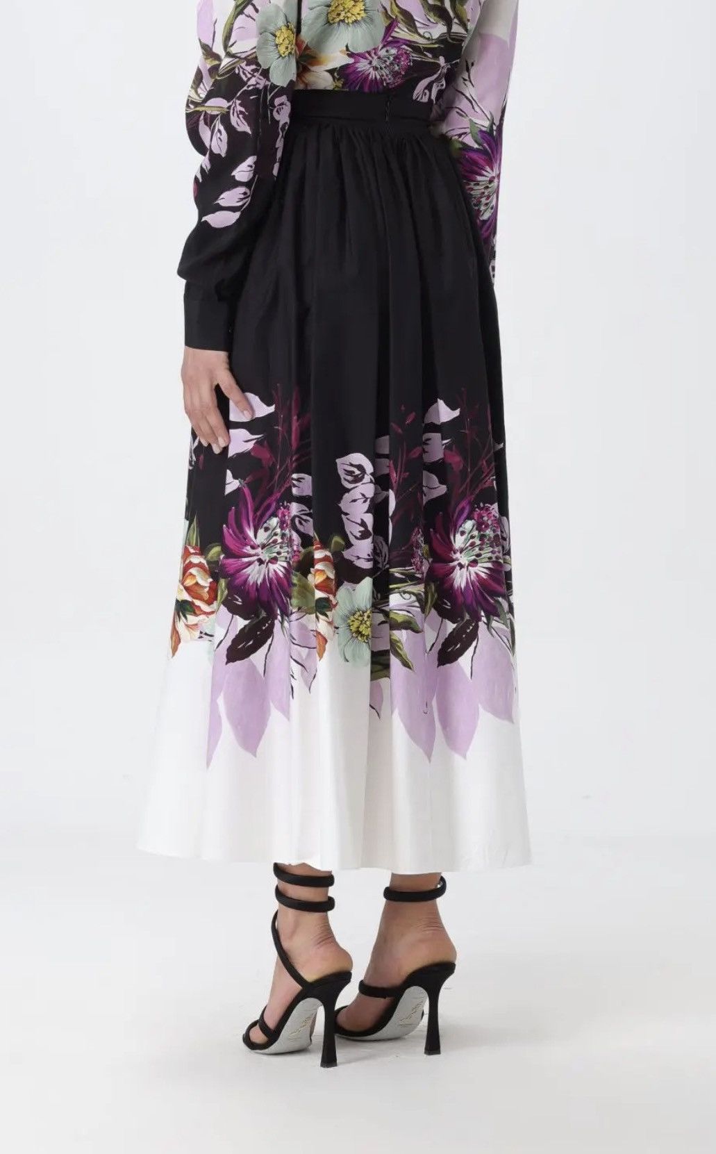 Elie Saab ELIE SAAB Floral-Print Poplin Skirt Size 32" / US 10 / IT 46 - 4 Thumbnail