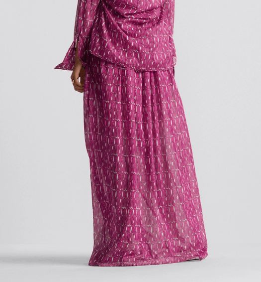 Dior o1w1db11225 451J64 Long Pleated Skirt in Fuchsia/White Size 25" / US 0 / IT 36 - 7 Thumbnail