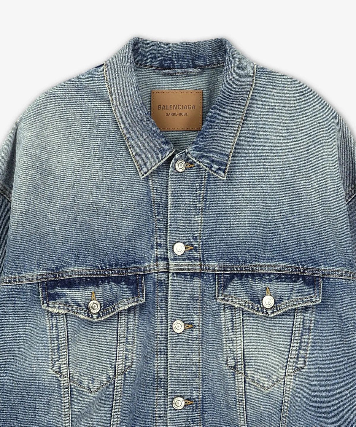 Balenciaga o1w1db10126 Denim Oversized Jacket in Blue Size US S / EU 44-46 / 1 - 3 Thumbnail