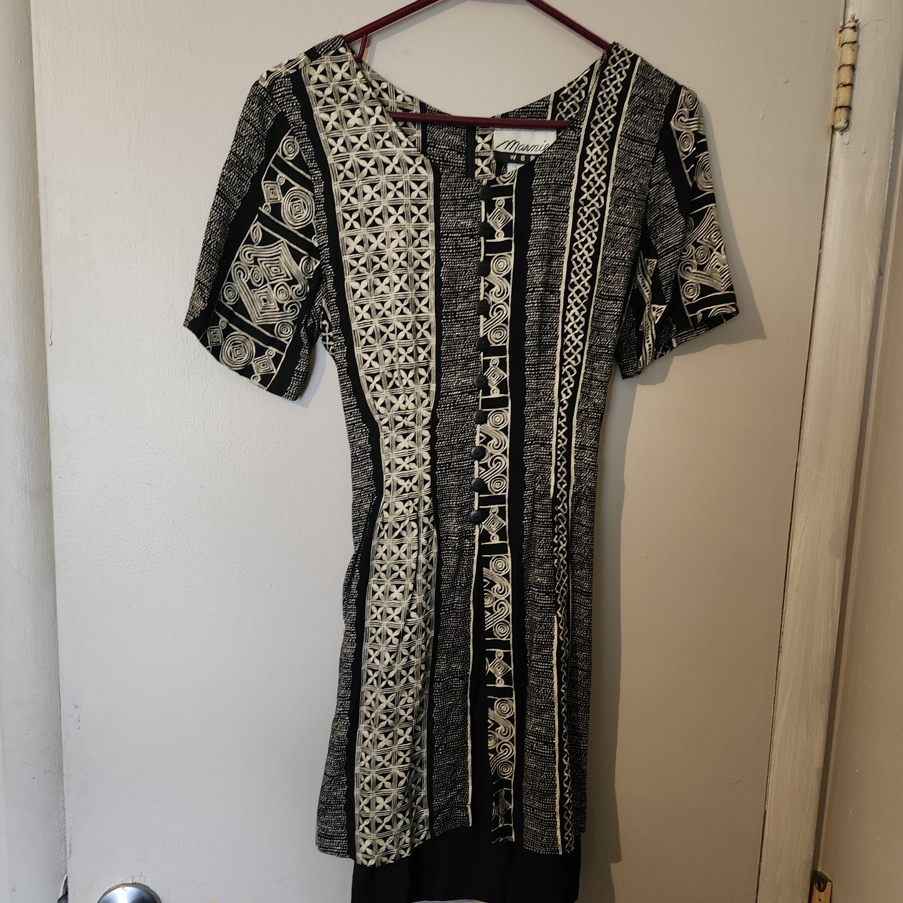 Other Marnie West Size 6 Black Cream Geometric Short Dress Vintage Size M / US 6-8 / IT 42-44 - 9 Thumbnail