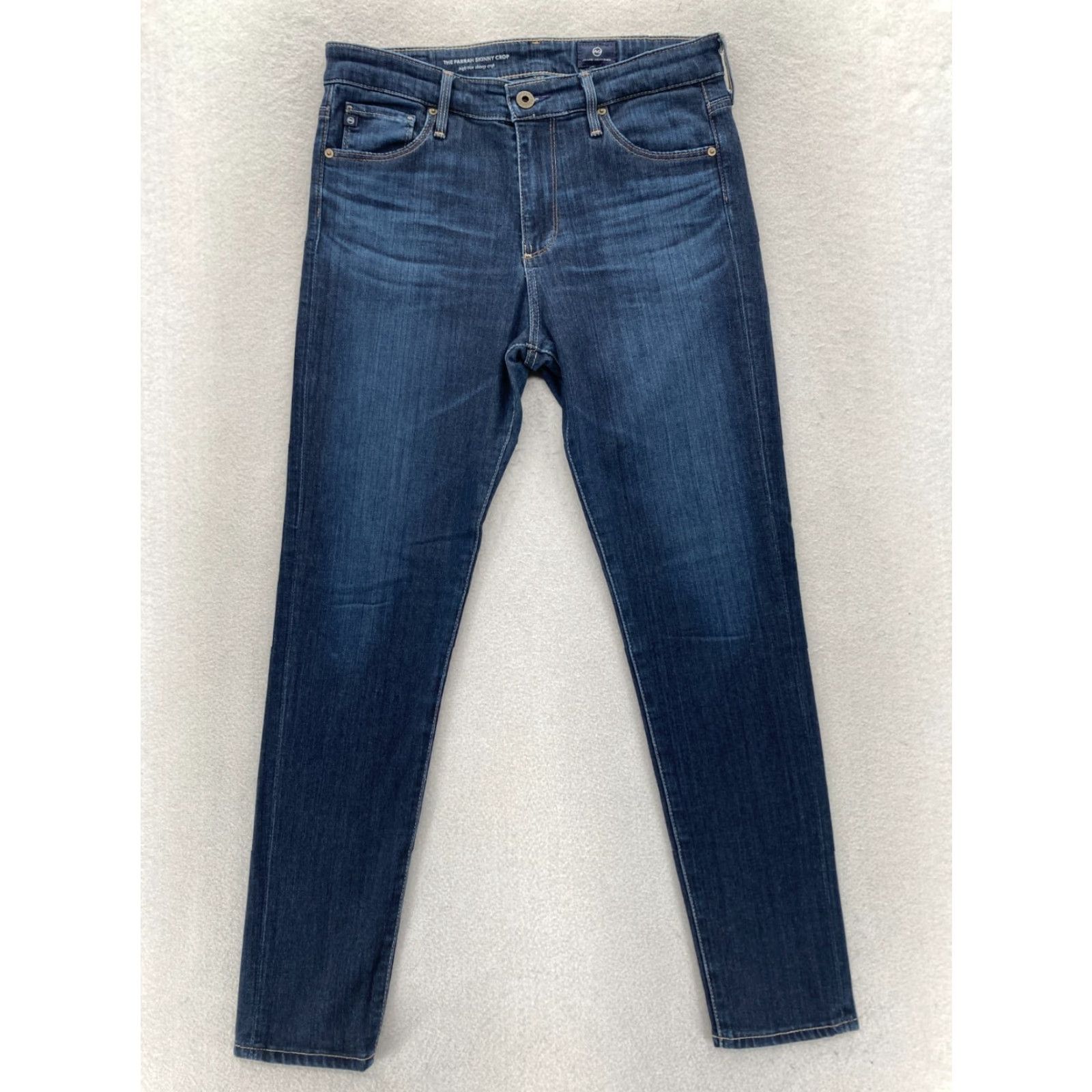 Farah AG Adriano Goldschmied The Farrah Skinny Crop Women's 27 Dark Blue Denim Jeans Size 27" / US 4 / IT 40 - 2 Thumbnail