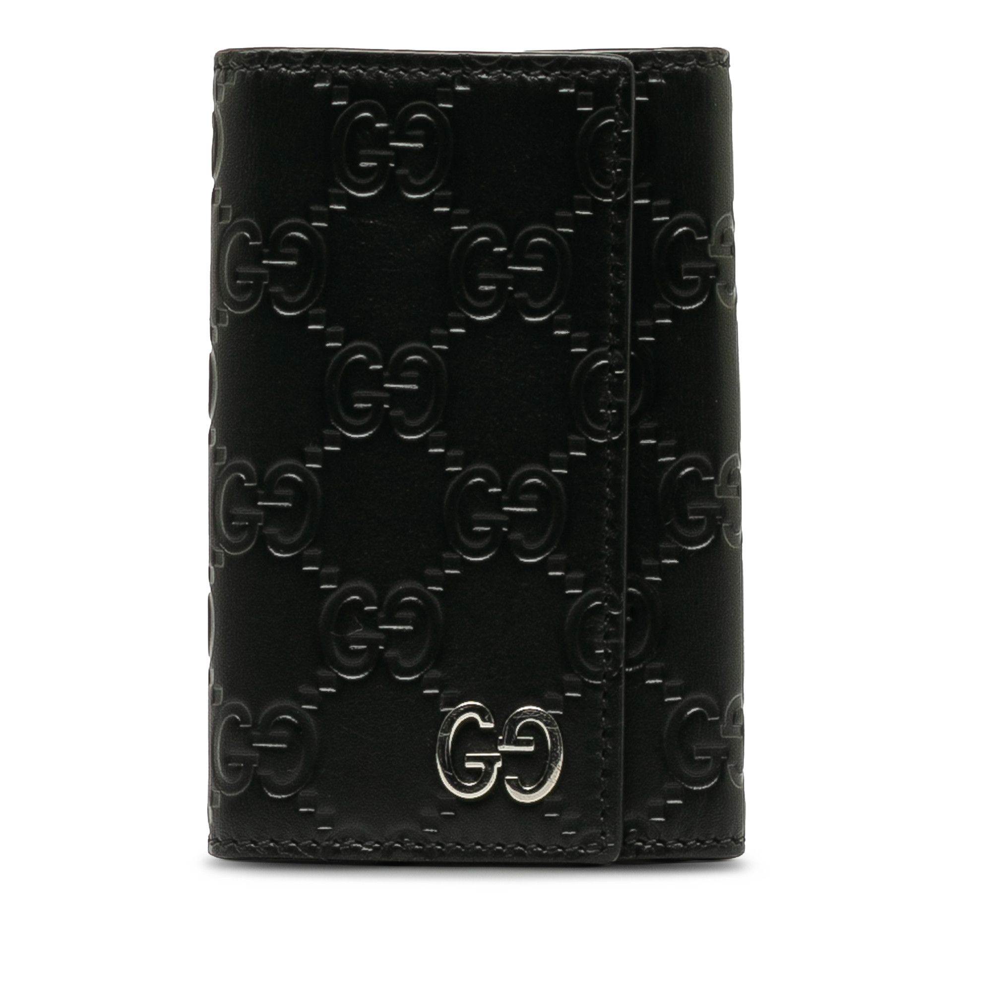 image of Gucci Guccissima 6 Key Holder Case in Black, Women's