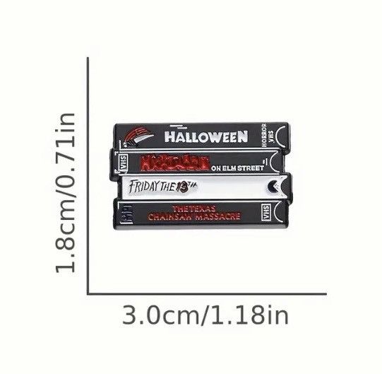 Other Horror movie VHS enamel pin Halloween Freddy Jason Size ONE SIZE - 3 Thumbnail