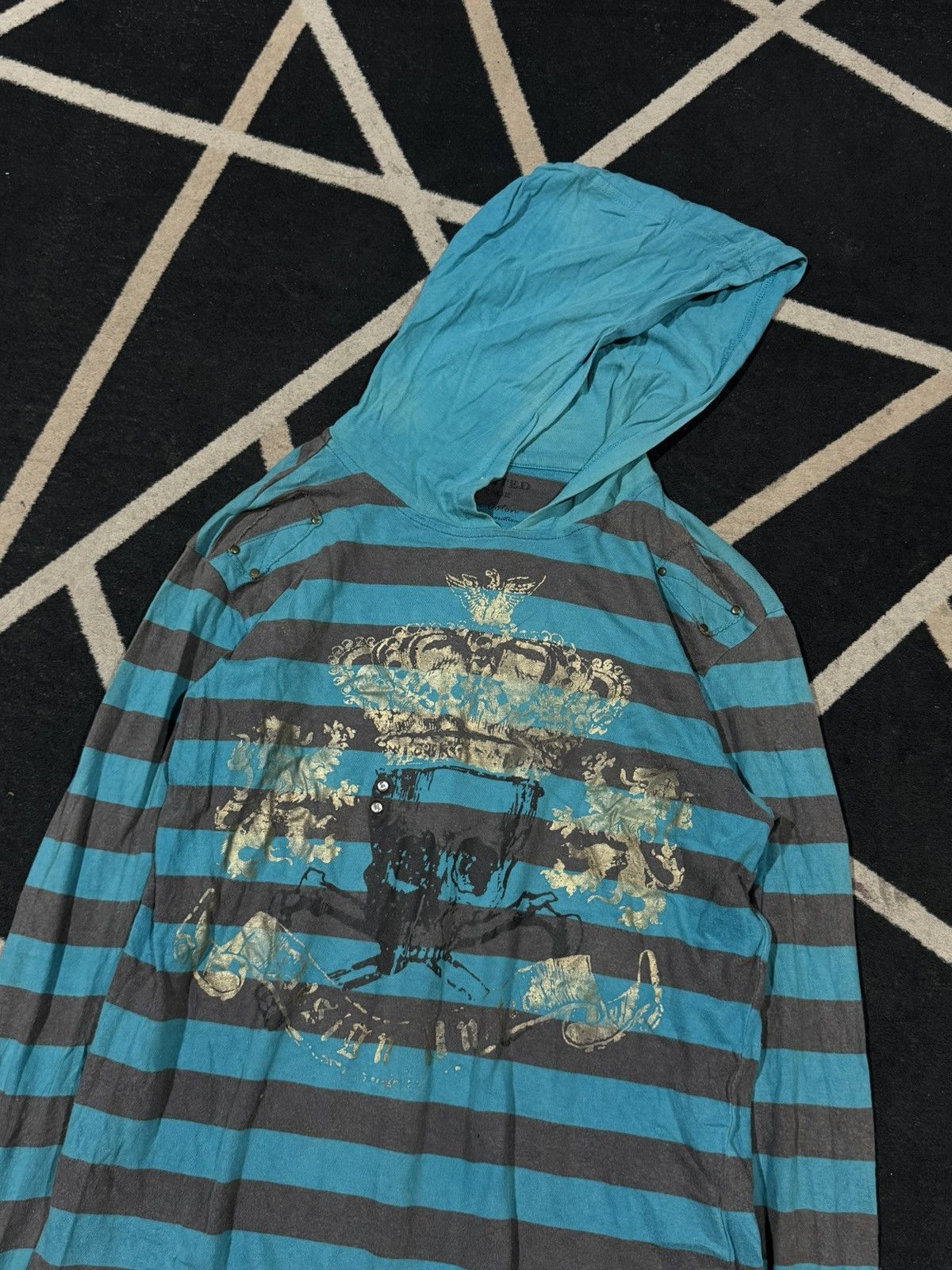 Skulls Design United Stripe Long Sleeve With Hoodie