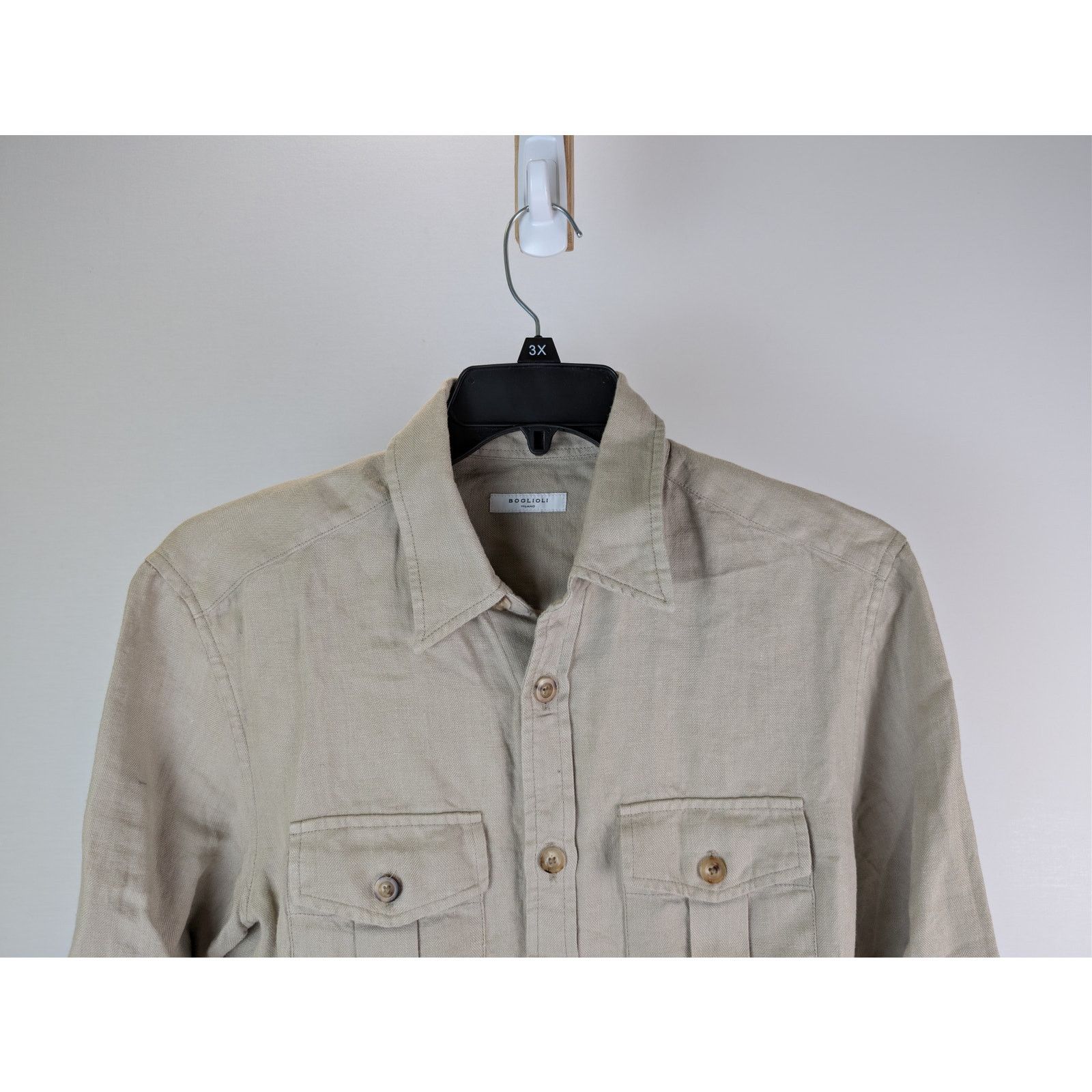 Boglioli o1rshd1 CC20 Button up Shirt with herringbone pattern Beige Size US S / EU 44-46 / 1 - 3 Thumbnail