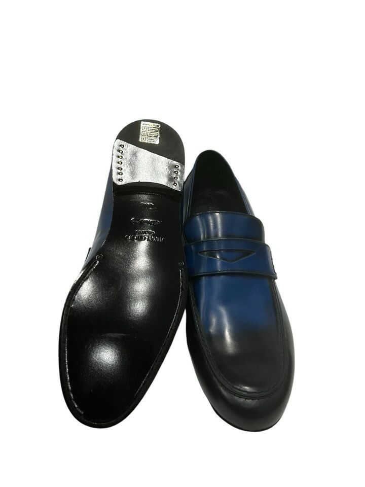 Jimmy Choo $1050 New! Black/Blue Leather Men's Loafers sz 11 IT 44.5 Size US 11.5 / EU 44-45 - 6 Thumbnail