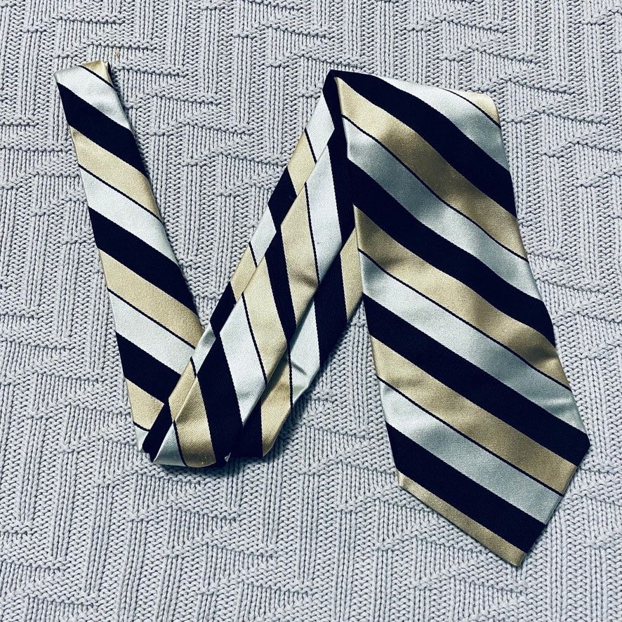 Calvin Klein Calvin Klein gold metallic striped silk tie Size ONE SIZE - 1 Thumbnail