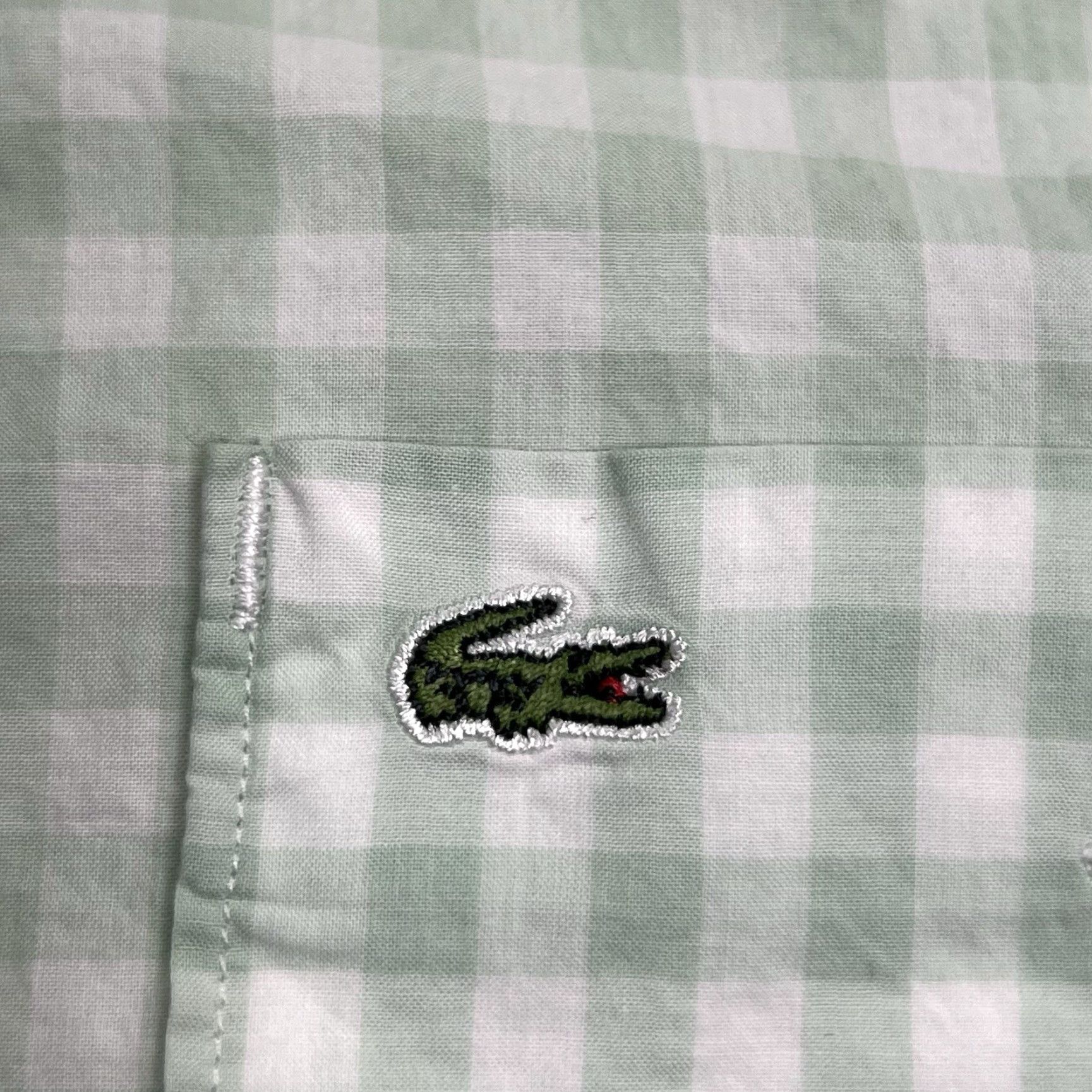 Lacoste Lacoste Shirt Men’s 38 Large Green White Check Button-Down Cotton Pocket Preppy Lightweight Shirt Size US L / EU 52-54 / 3 - 4 Thumbnail