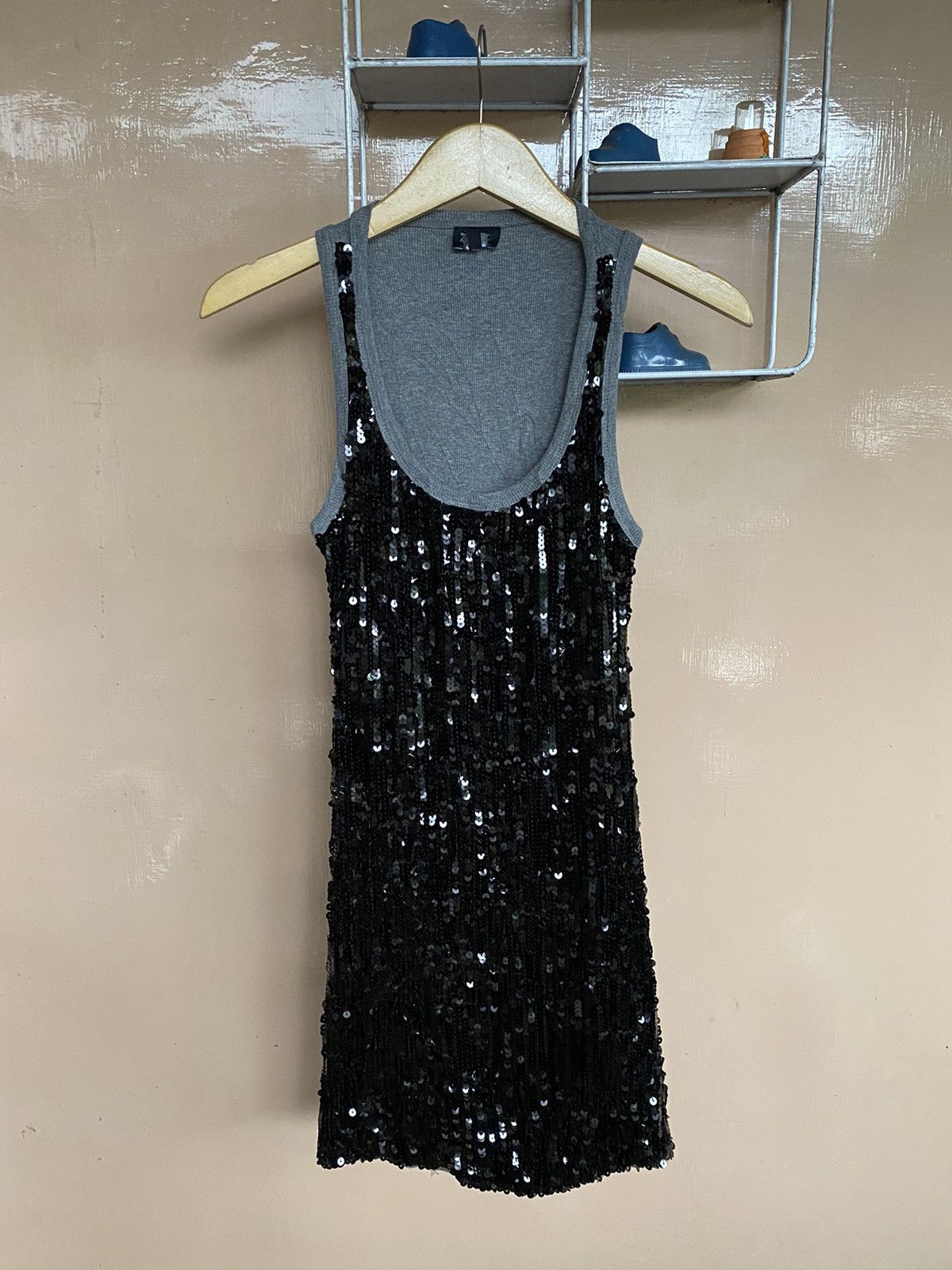 Dolce & Gabbana 💸BINDINGOFFER💸D&G GREY RIBBED Y2K BLACK SEQUIN MINI DRESS Size US M / EU 48-50 / 2 - 1 Thumbnail