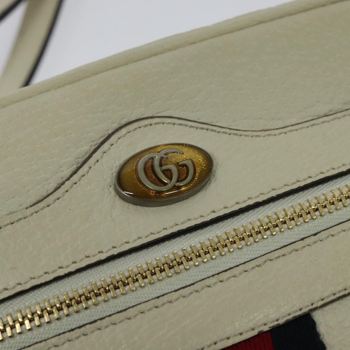 Gucci GUCCI Sherry Line Shoulder Bag Leather White Red Navy Size ONE SIZE - 14 Thumbnail