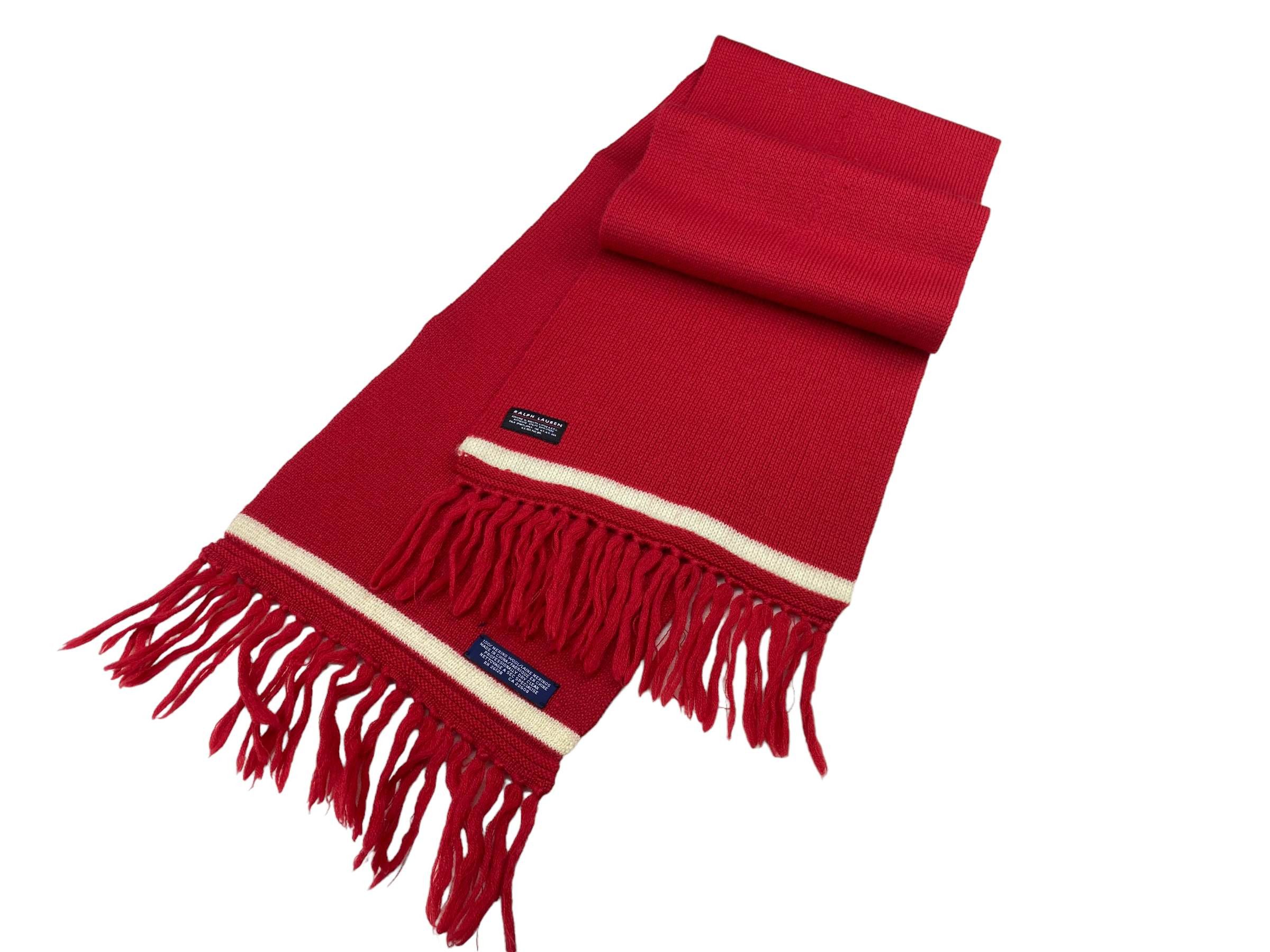 Ralph Lauren × Vintage Vintage Ralph Lauren Merino Wool Scarf - Red Size ONE SIZE - 7 Thumbnail