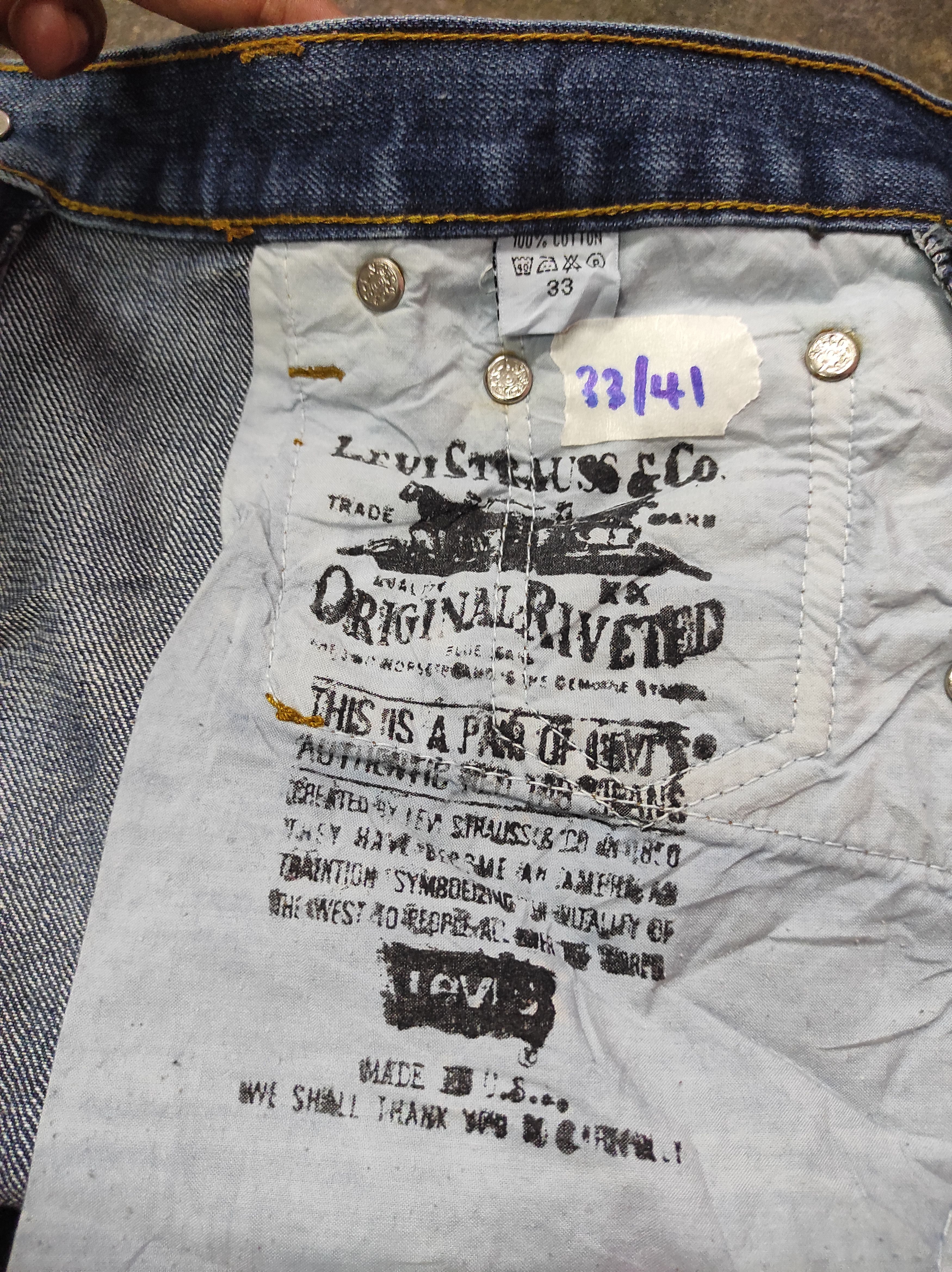 LVC × Levi's Vintage Clothing LEVIS 501XX BIG E VINTAGE DISTRESSED DENIM JEANS Size US 33 - 11 Thumbnail