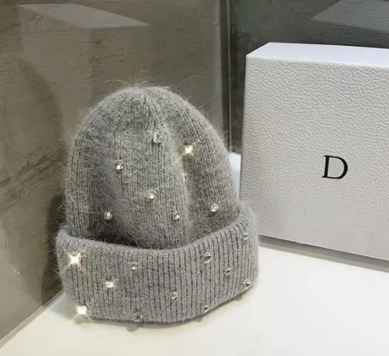 Japanese Brand Rhinestone Beads Knitted Hat Size ONE SIZE - 3 Thumbnail