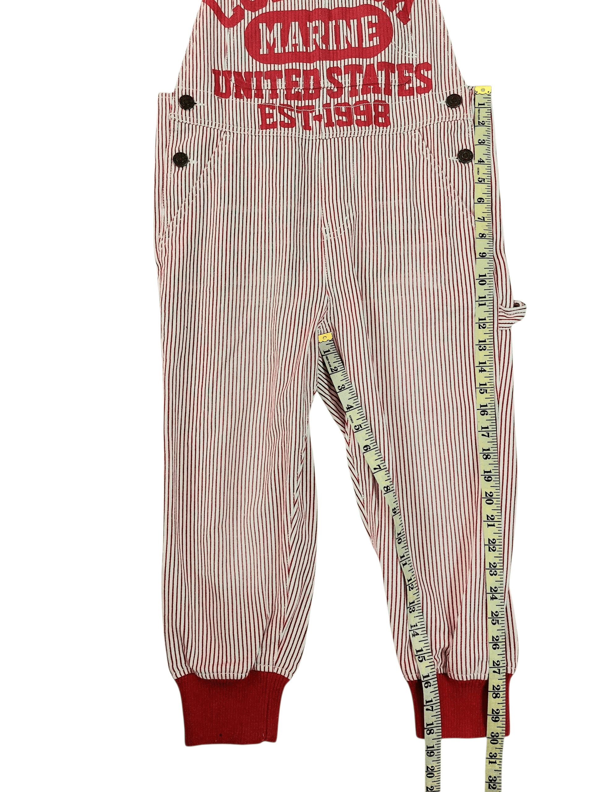 Vintage Rare 💥 Co and Lu 90's Hickory Stripe Big Logo Overalls Size 31" - 13 Thumbnail