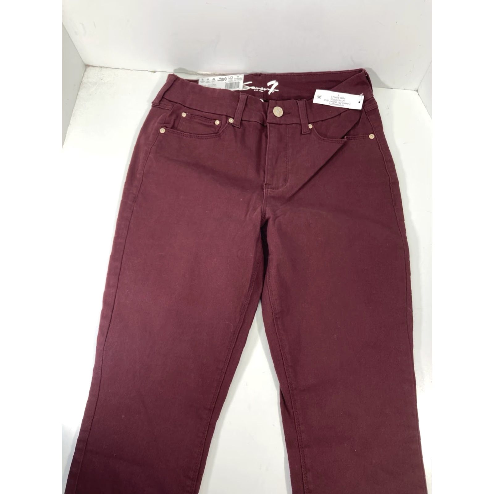 Vintage Seven7 Tummy Less Skinny Jeans Women 6 30X31 Maroon Denim High Rise Stretch NWT Size 28" / US 6 / IT 42 - 5 Thumbnail