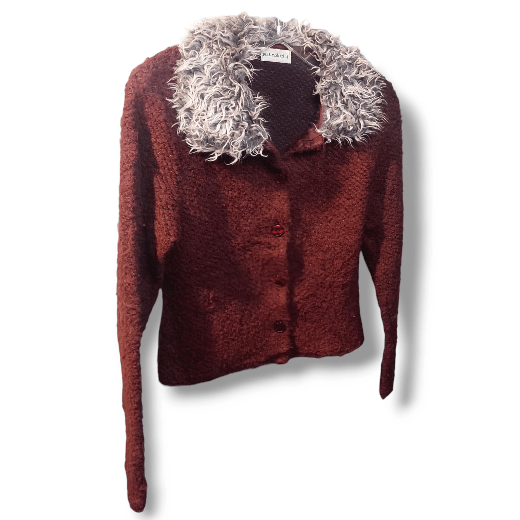 Vintage Just Nikki :) Vintage 90's Burgundy Textured Cardigan Size L / US 10 / IT 46 - 4 Thumbnail