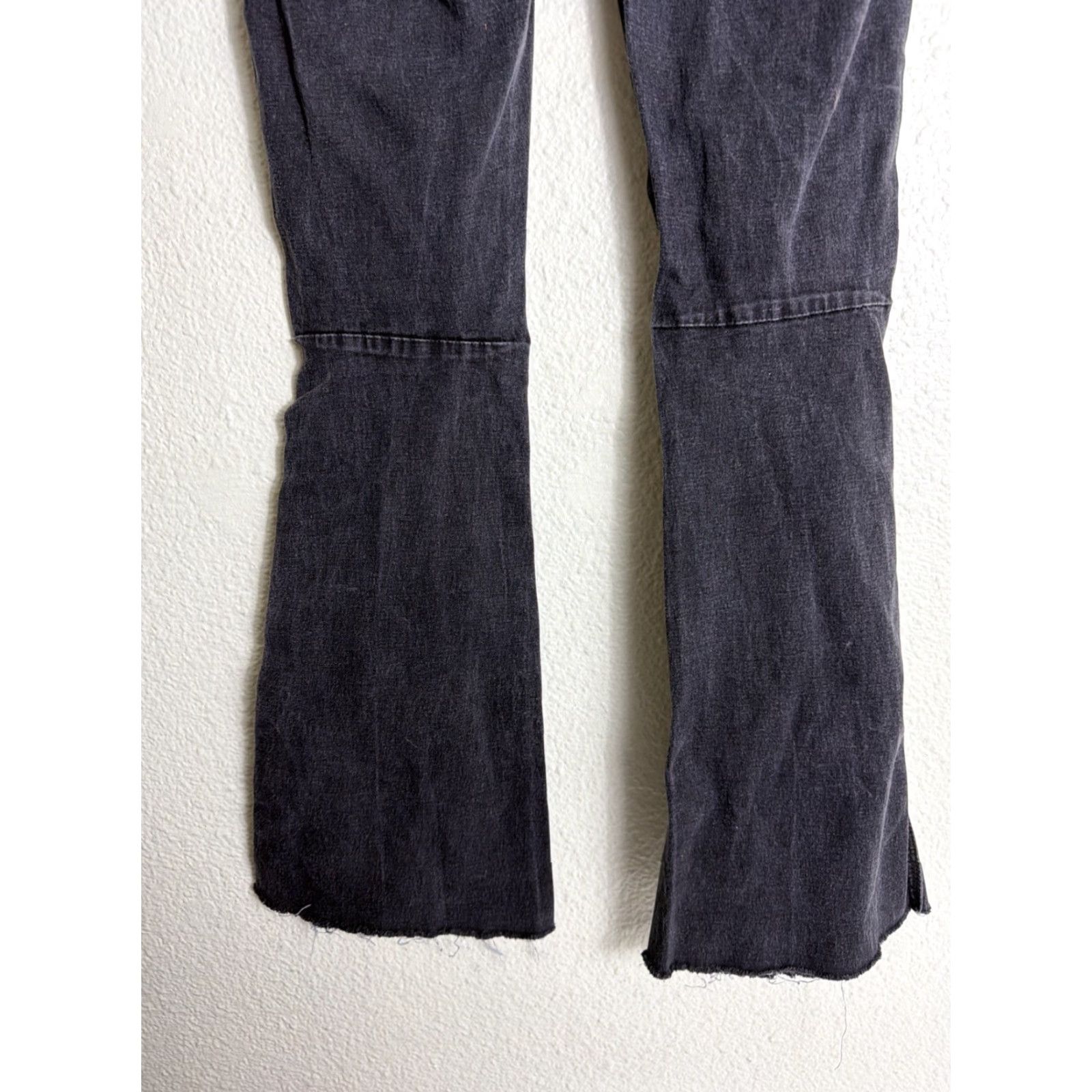 Free People Free People Jeans Black Denim Flare Pull on 29x28 Raw Hem Women Size 29" - 7 Thumbnail