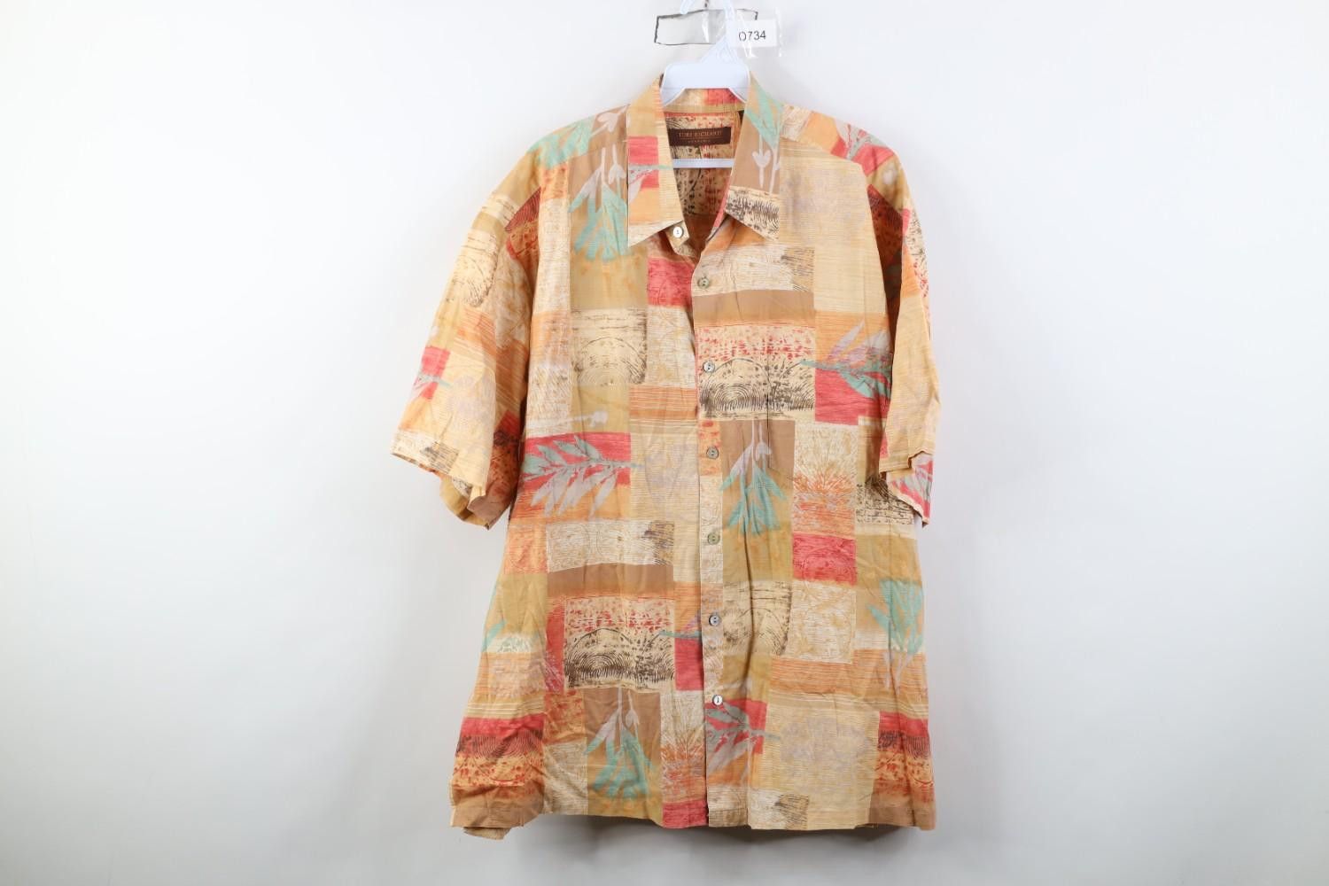 Vintage Vintage 90s Streetwear Block Leaf Luau Hawaiian Button Shirt Size US XL / EU 56 / 4 - 1 Thumbnail