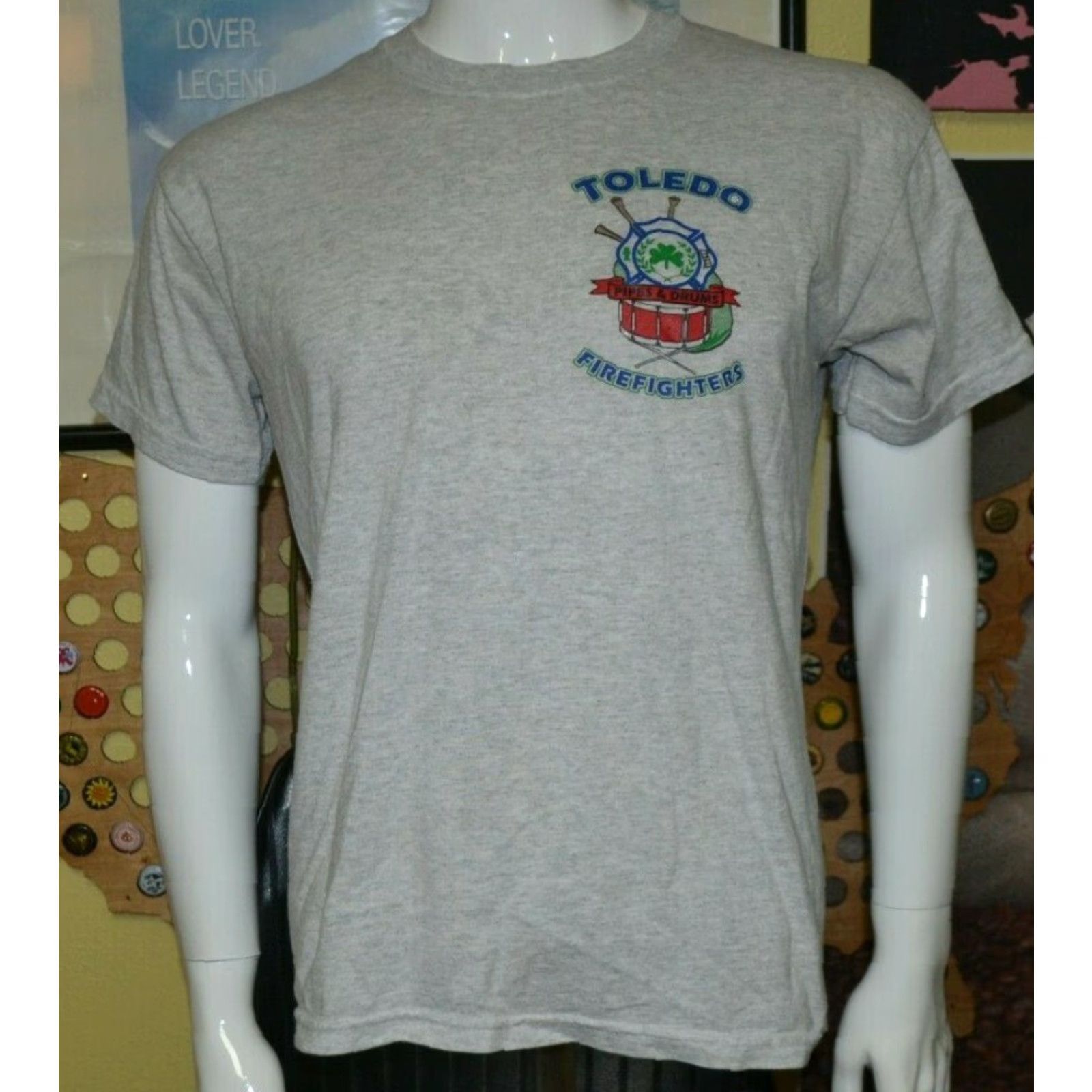 Jerzees Toledo Firefighters Pipes & Drums Cover Your Hole T Shirt Men Medium Gray Jerzees Cotton Blend Graphic Tee Size US M / EU 48-50 / 2 - 2 Thumbnail