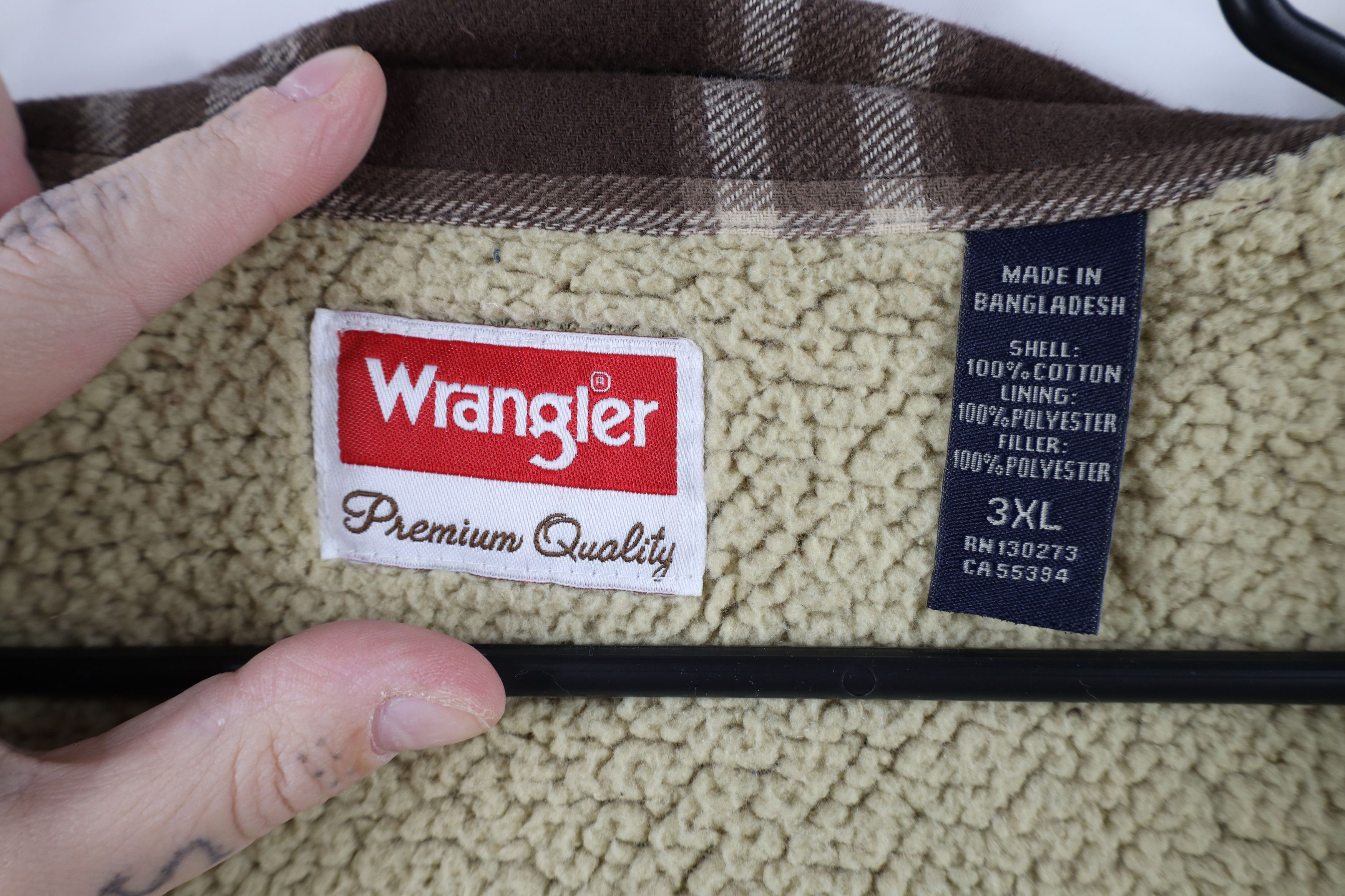 Vintage × Wrangler Vintage Wrangler Lined Flannel Shirt Jacket Jac Shirt Plaid Size US XXL / EU 58 / 5 - 8 Thumbnail