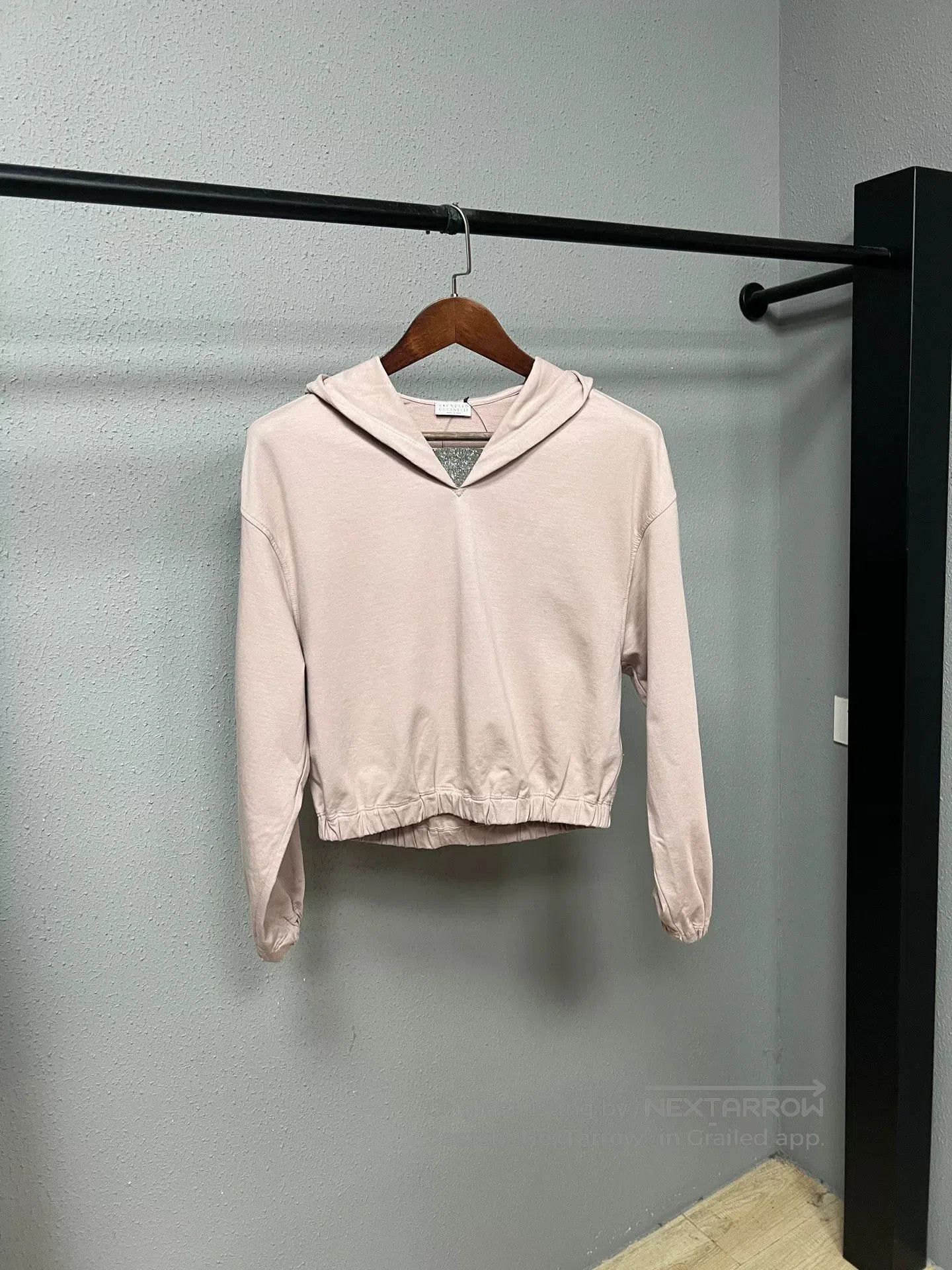 Brunello Cucinelli Brunello Cucinelli Gray-Pink Cropped Beaded Sweatshirt. Size S / US 4 / IT 40 - 1 Thumbnail
