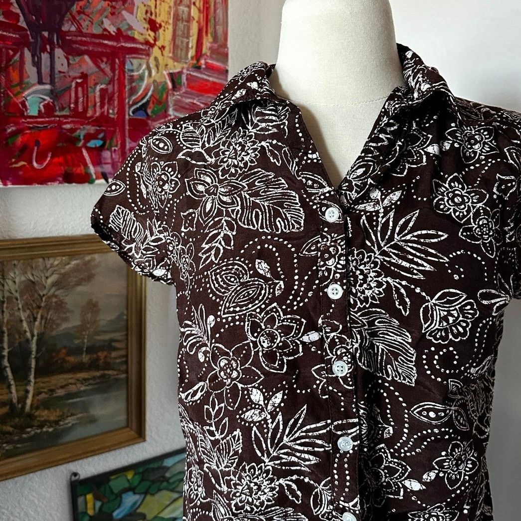Other dressbarn floral brown button up shirt Size S / US 4 / IT 40 - 2 Thumbnail