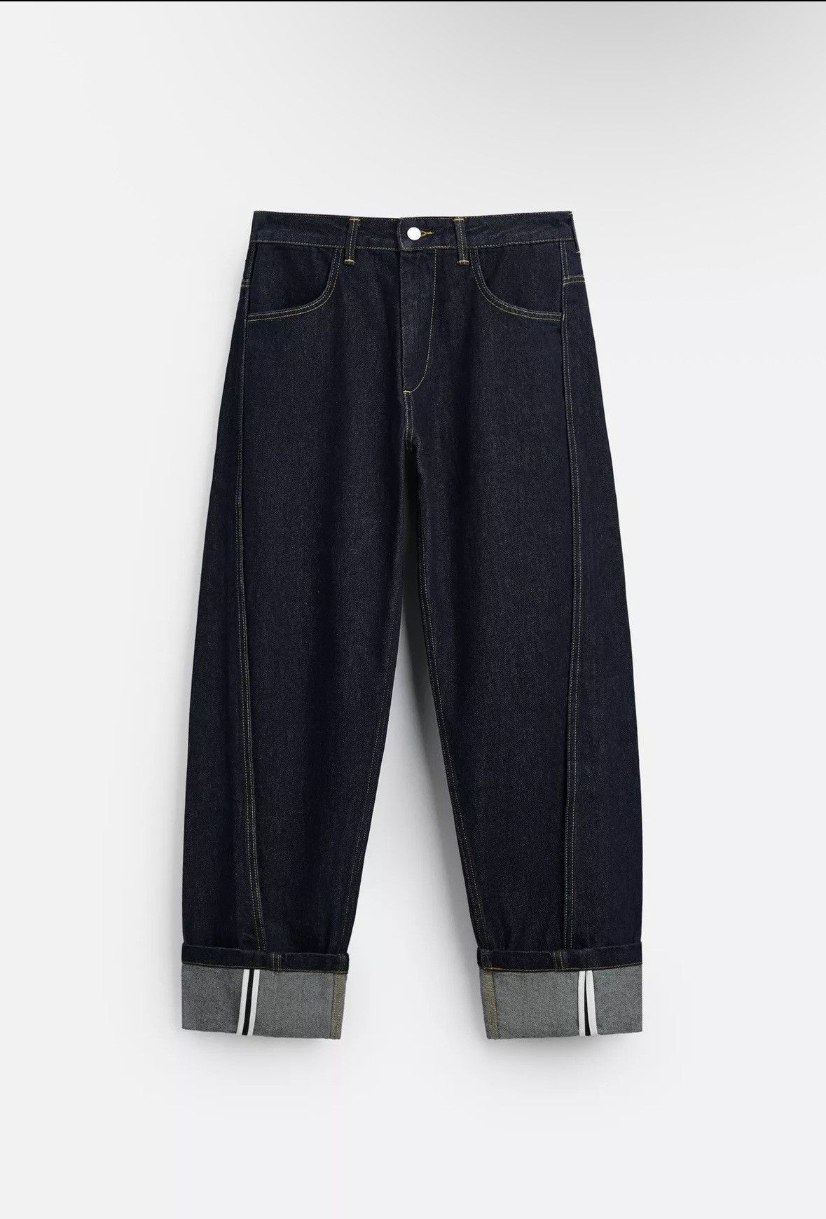 Massimo Dutti VINTAGE BAGGY DARK WASH REVERSIBLE CONTRAST STITCH JEANS Size US 29 - 1 Thumbnail