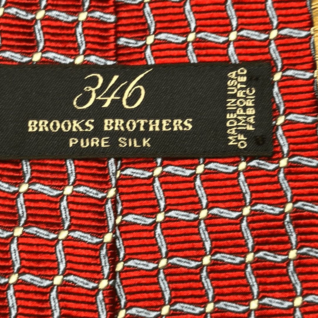 Brooks Brothers Tie Men One Size Silk Made in USA Woven Imported Fabric Red Multicolor L 58 W 4