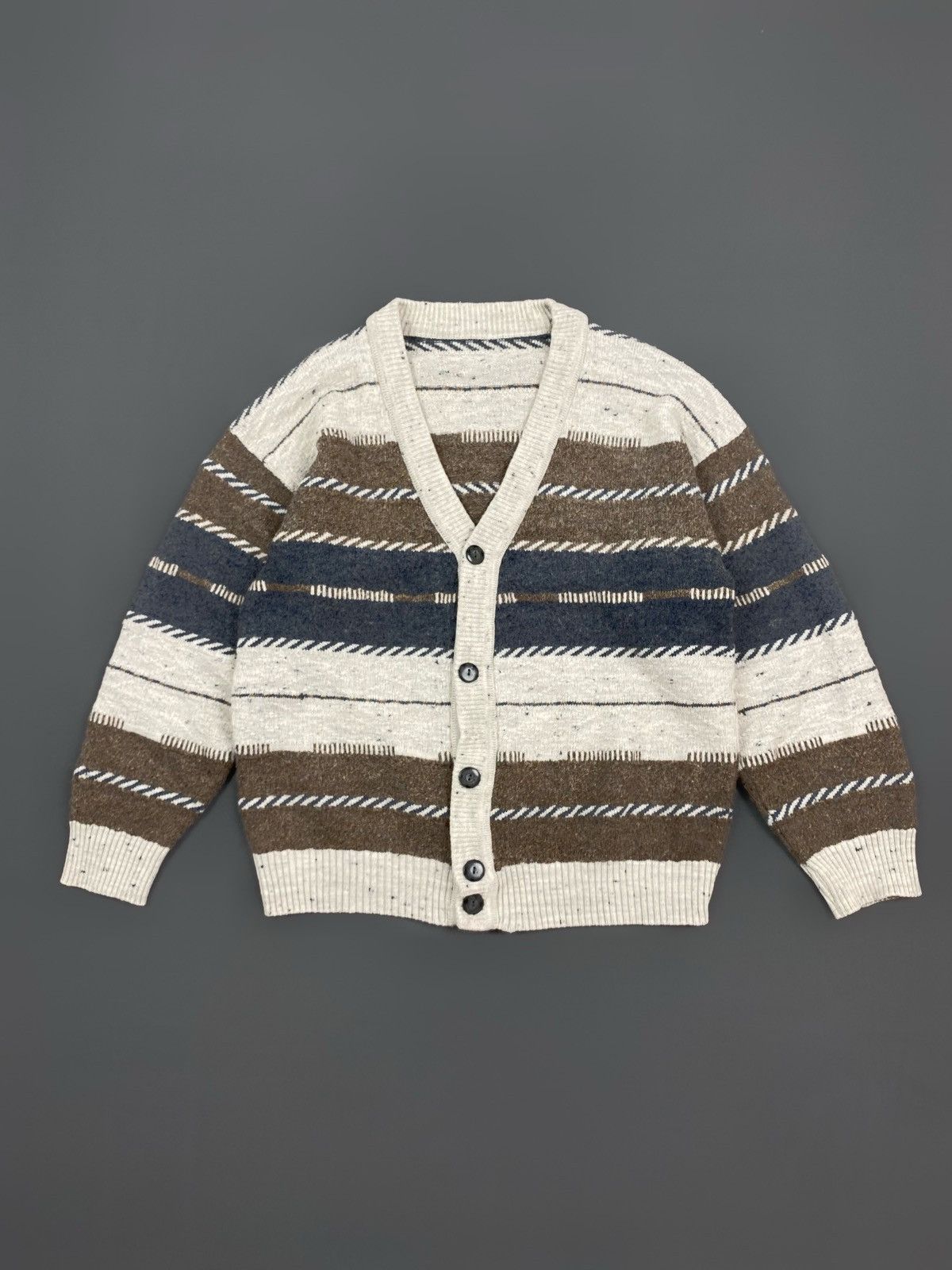 Vintage 1980’s Vintage Cozy Oatmeal Striped Cradigan Size US S / EU 44-46 / 1 - 1 Thumbnail