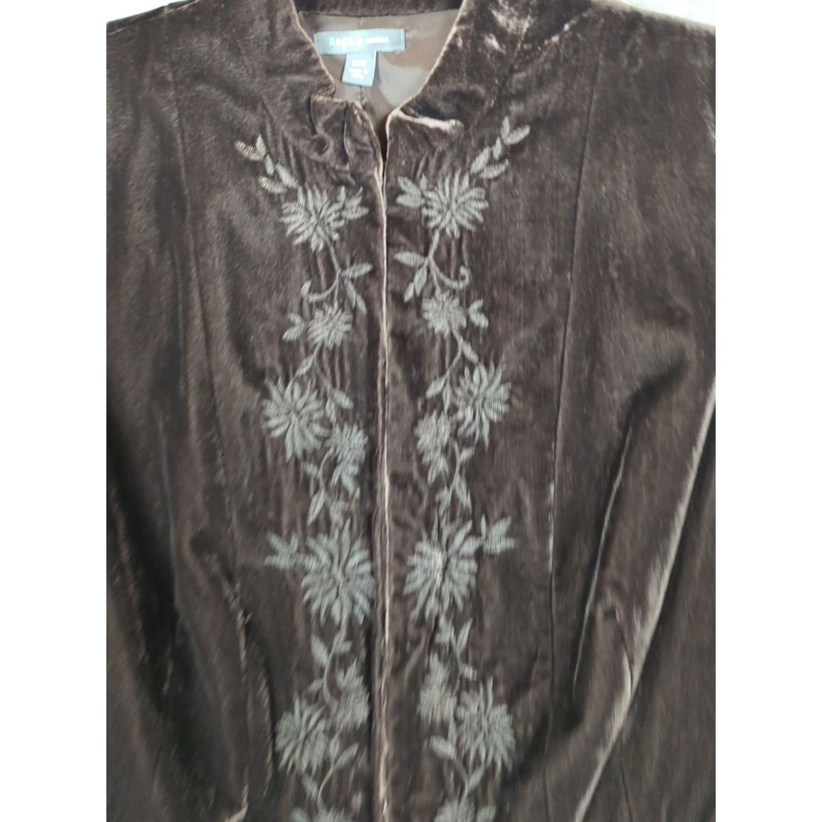 Apt. 9 VINTAGE Apt 9 dark brown velvet embroidered blazer jacket Womens 16 whimsy goth fairycore Size XXL / US 16-18 / IT 52-54 - 2 Thumbnail