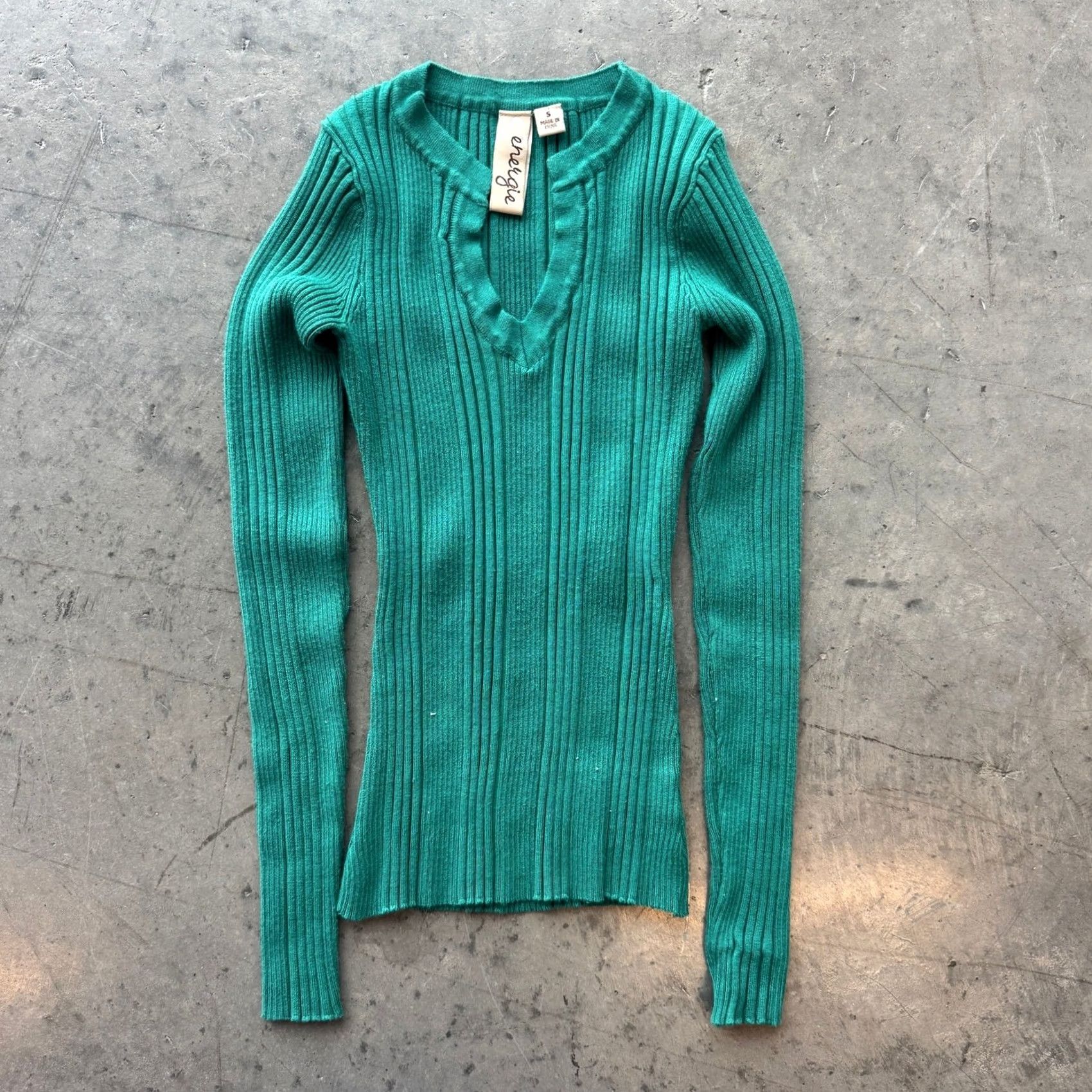 Vintage VINTAGE Green Y2K Ribbed Knit Longsleeve Blouse Women's Small Top Shirt Size S / US 4 / IT 40 - 2 Thumbnail