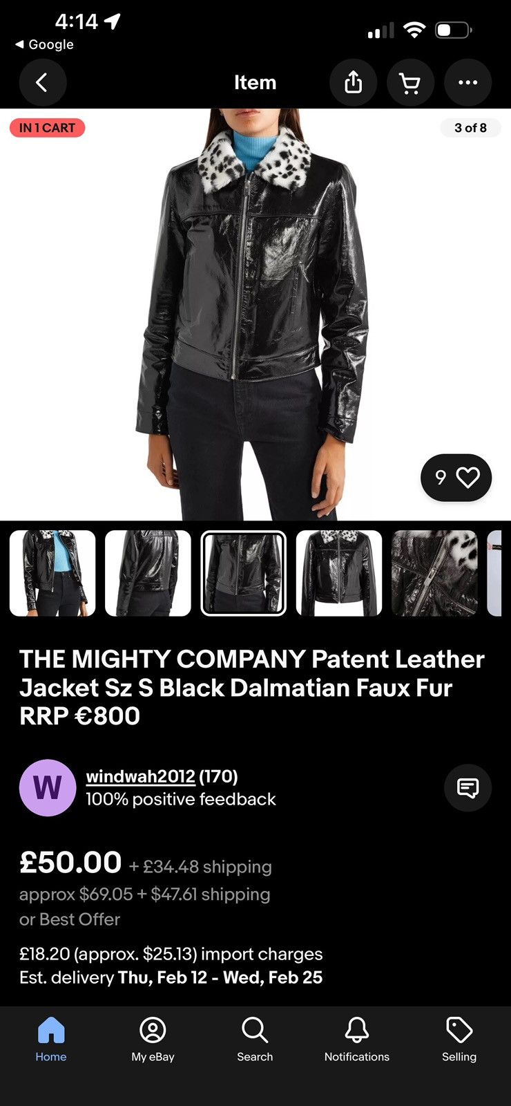 Other Black leather fur trim coat Size M / US 6-8 / IT 42-44 - 2 Thumbnail