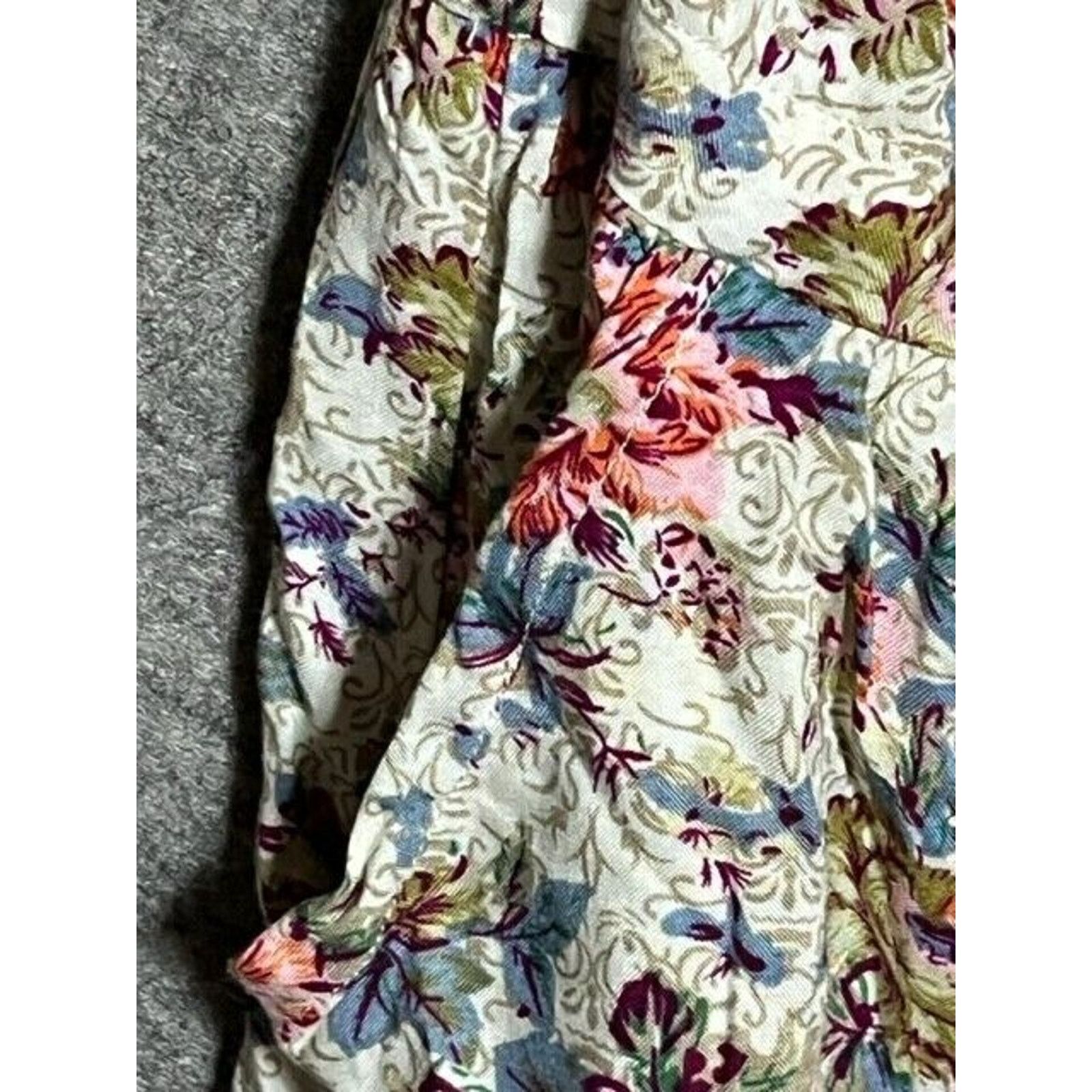 Other Lola Shift Dress Womens XS Floral Ruffle Rayon V Neck Ivory Size XS / US 0-2 / IT 36-38 - 3 Thumbnail