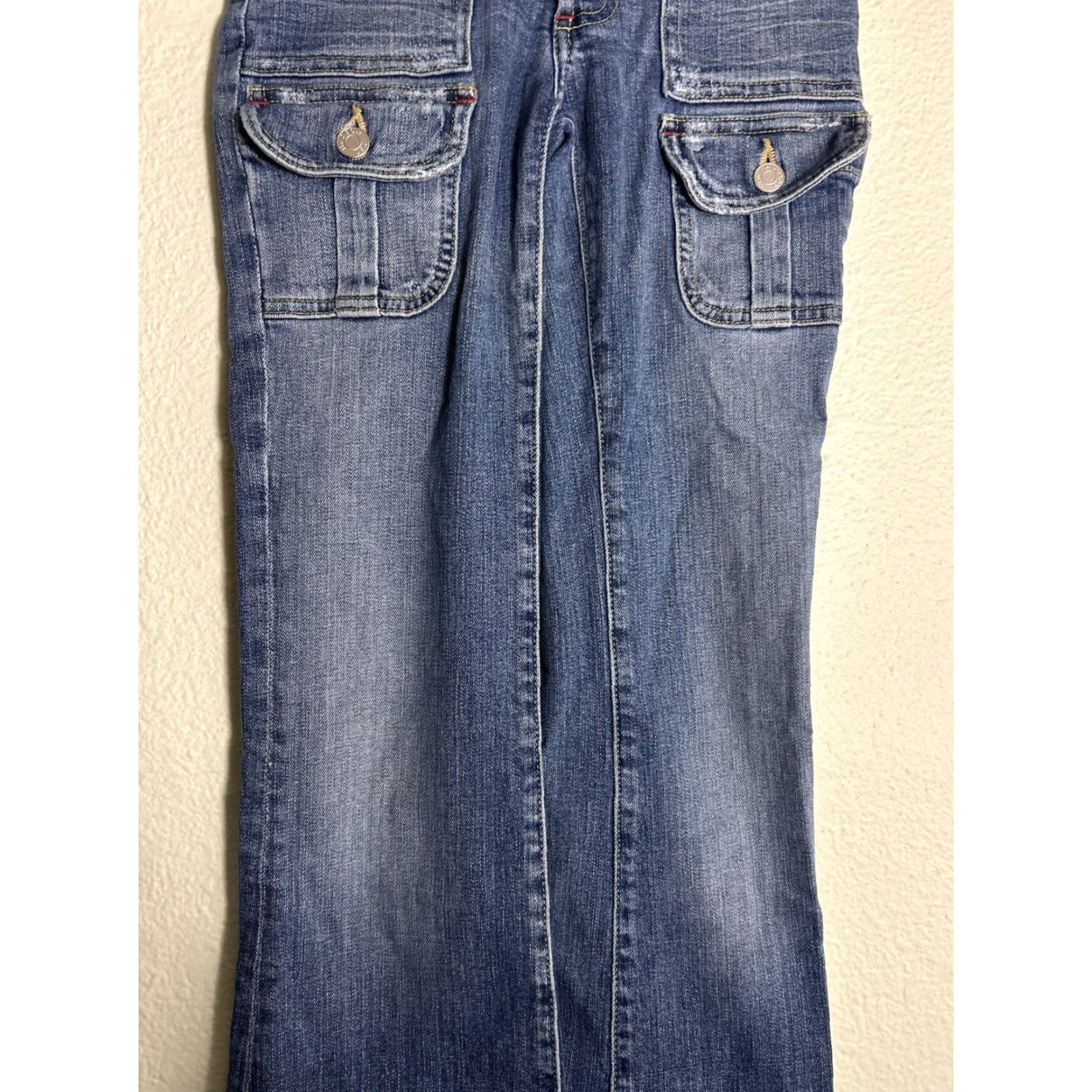 Hudson Hudson Jeans Women Flared Cargo Button Fly Medium Wash Blue 24x31 Size 42" / US 20 - 3 Thumbnail